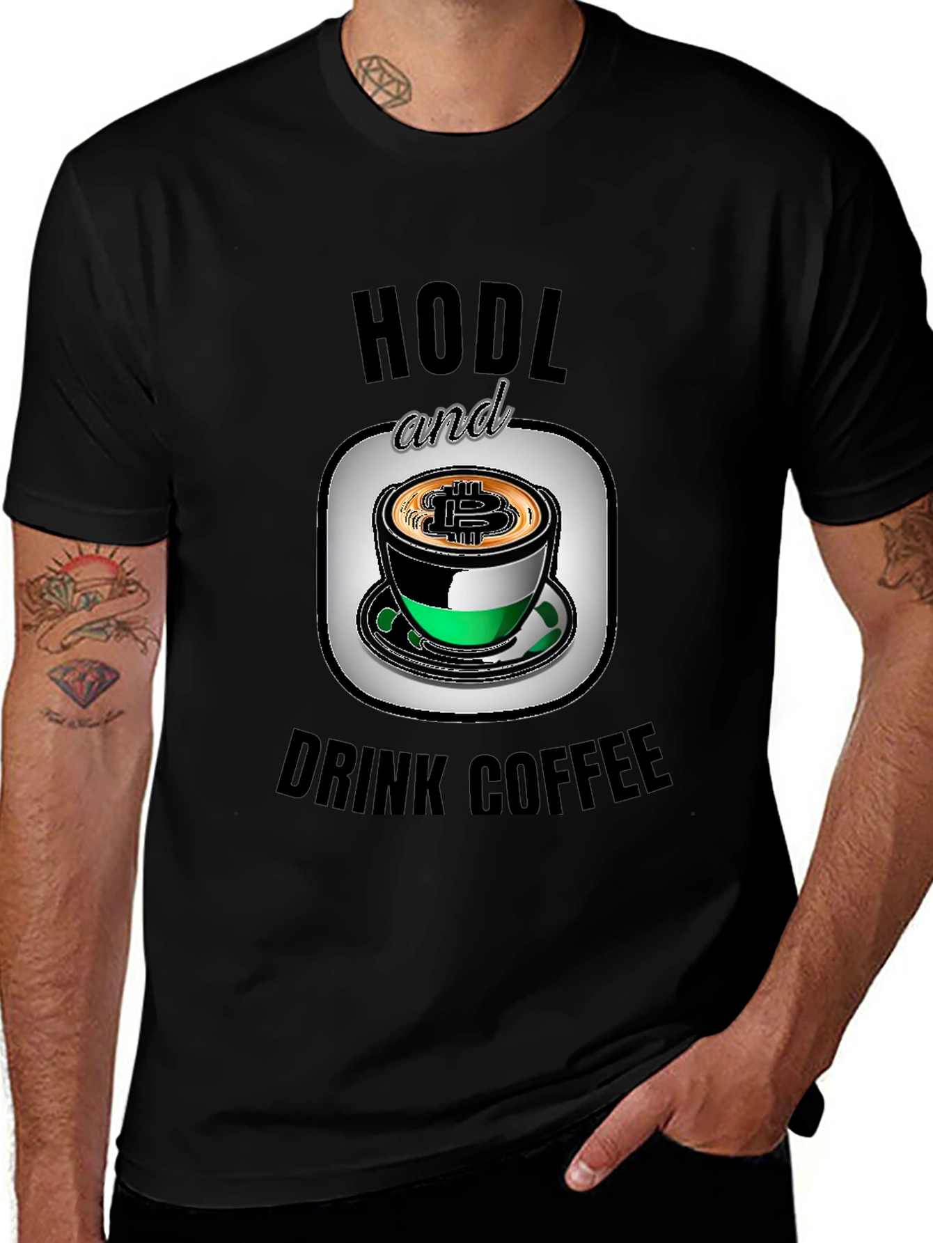 HODL and Drink Coffee Bitcoin Black T-Shirt