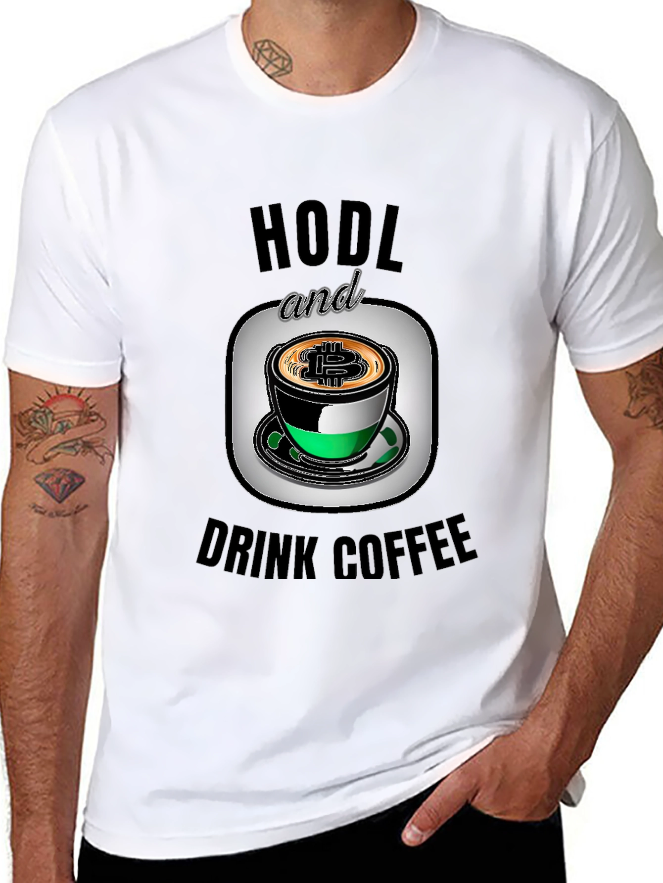 HODL and Drink Coffee Bitcoin Black T-Shirt