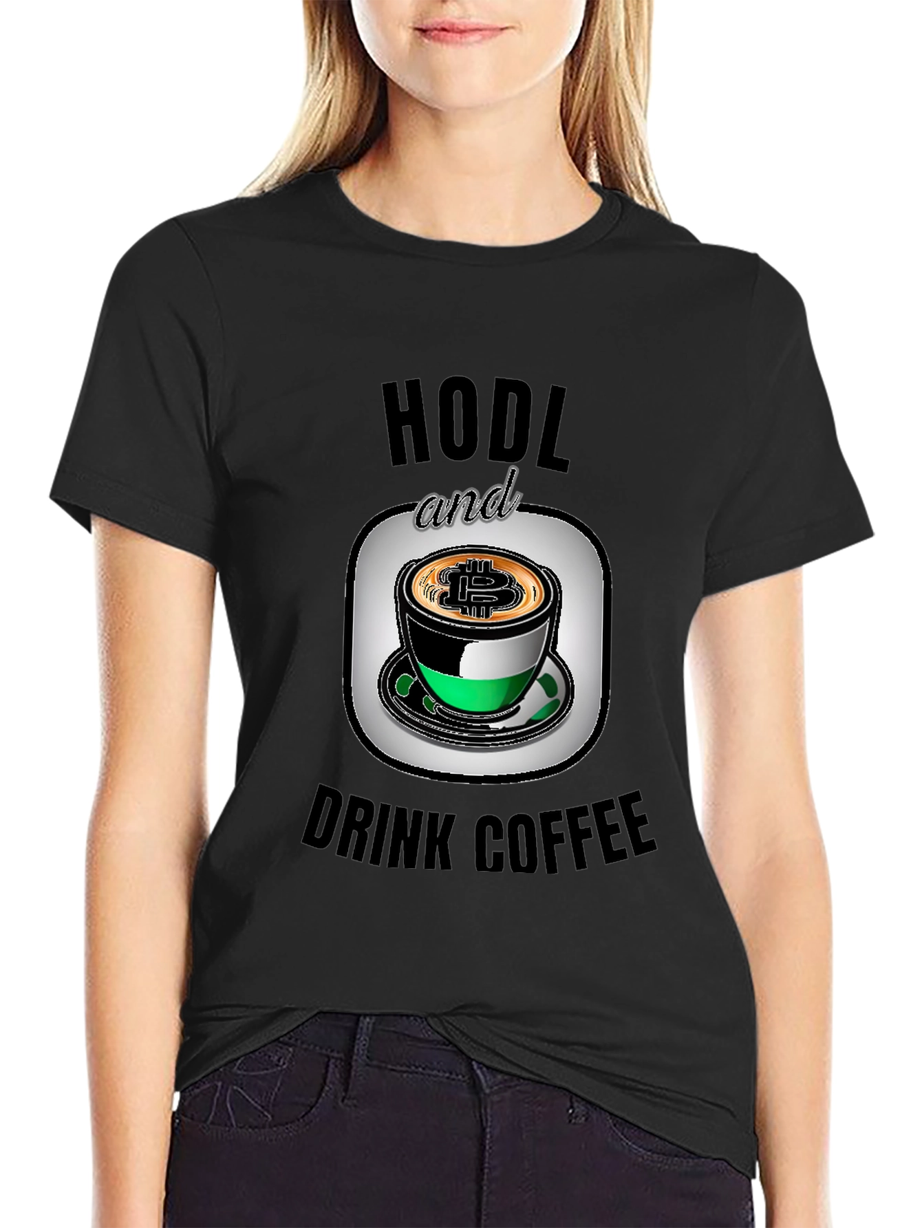 HODL and Drink Coffee Bitcoin Black T-Shirt