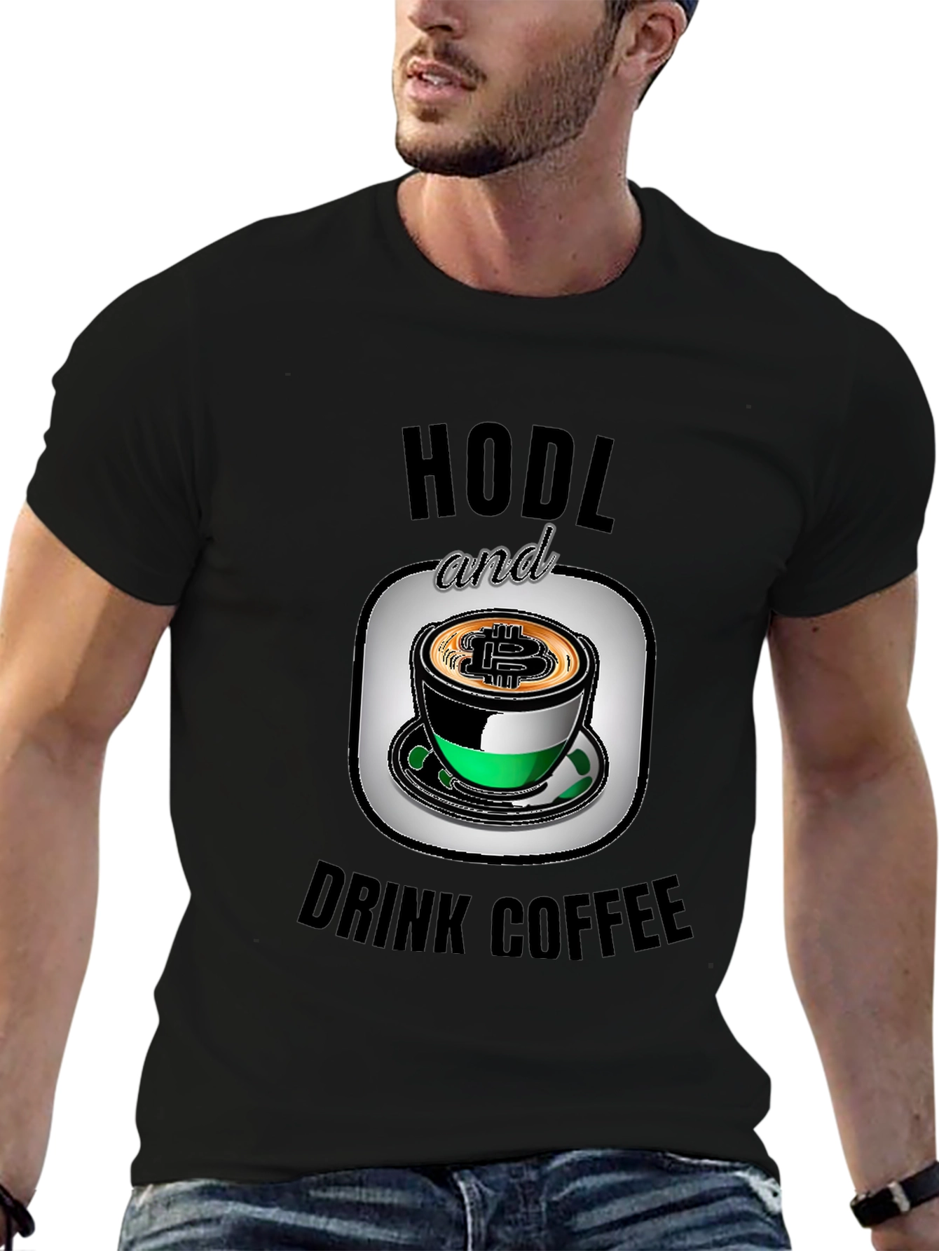 HODL and Drink Coffee Bitcoin Black T-Shirt