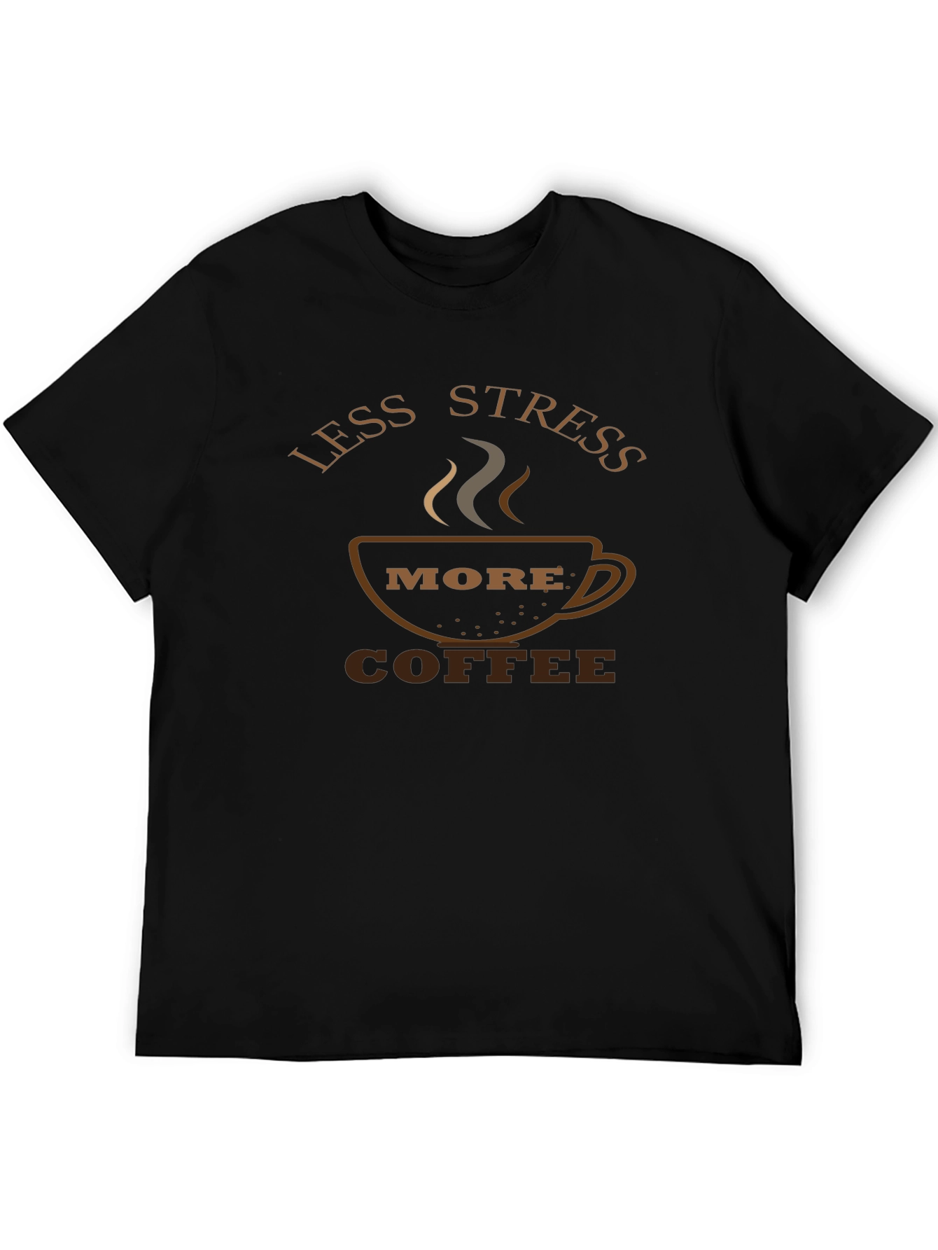 Less Stress More Coffee Black Graphic T-Shirt