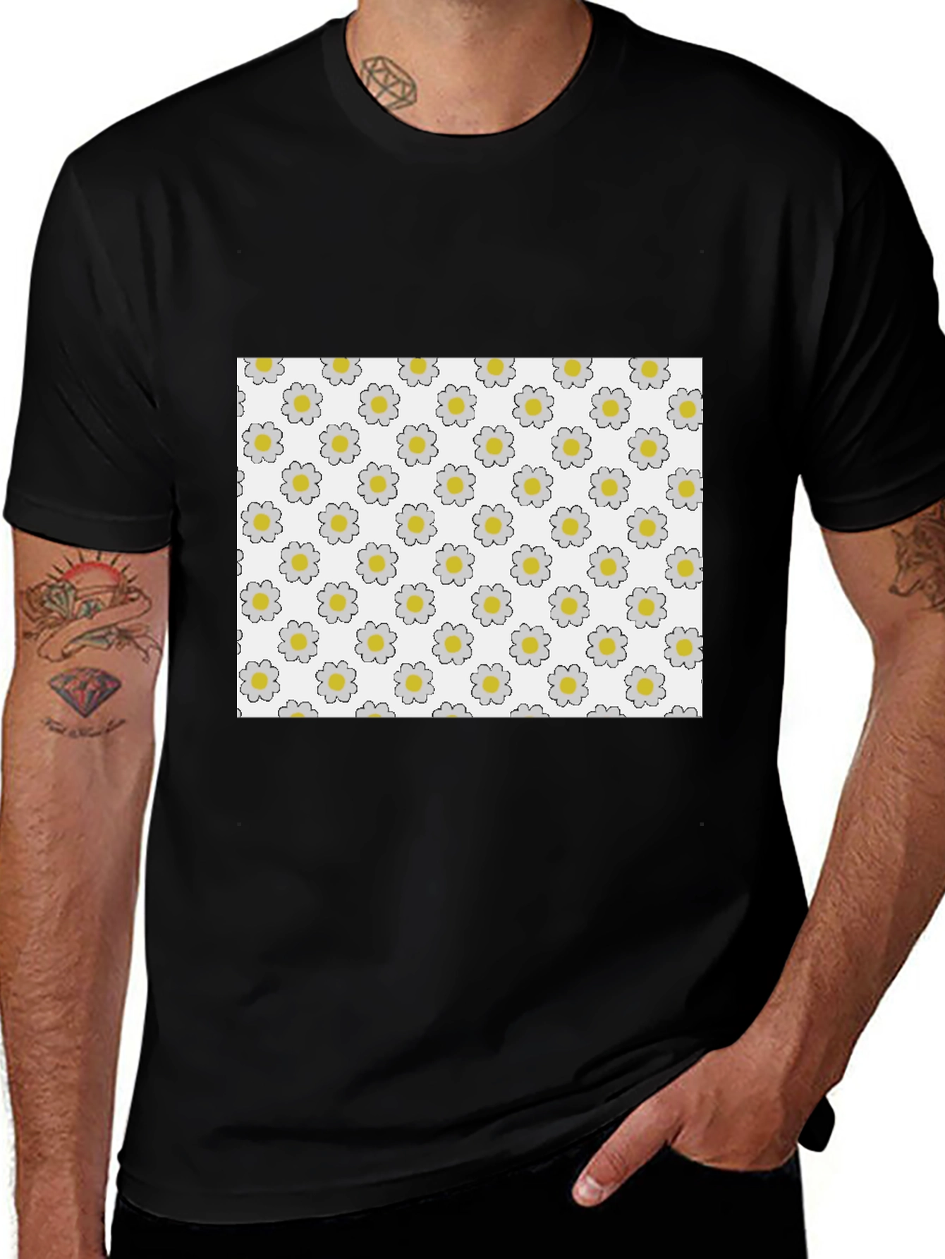 Daisy Pattern T-Shirt - Unique Floral Design