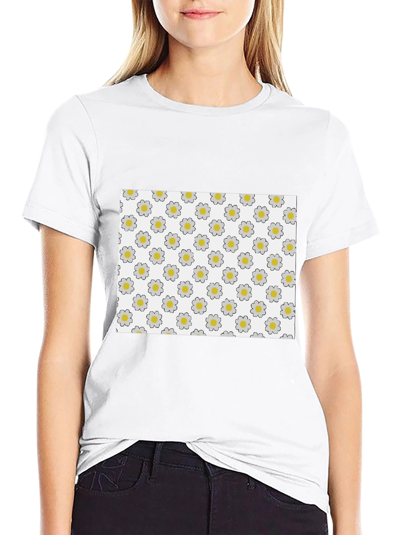 Daisy Pattern T-Shirt - Unique Floral Design