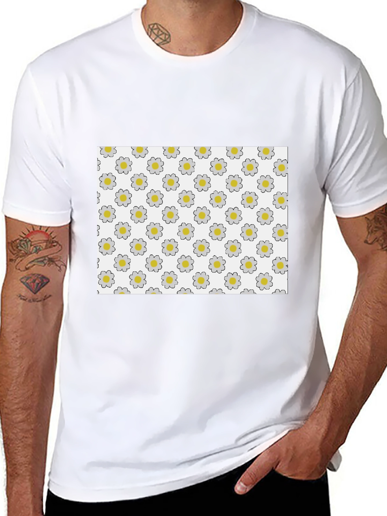 Daisy Pattern T-Shirt - Unique Floral Design
