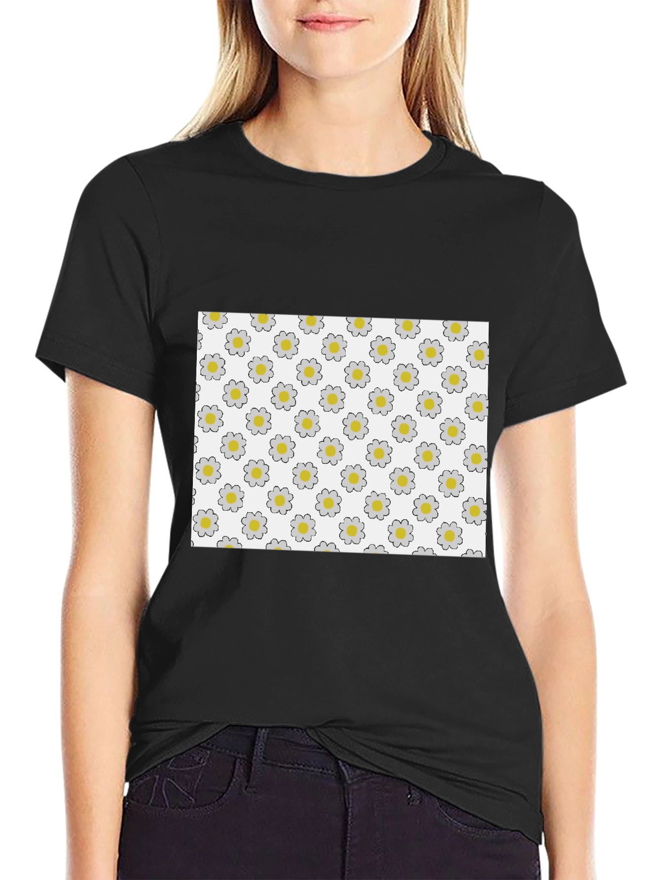 Daisy Pattern T-Shirt - Unique Floral Design