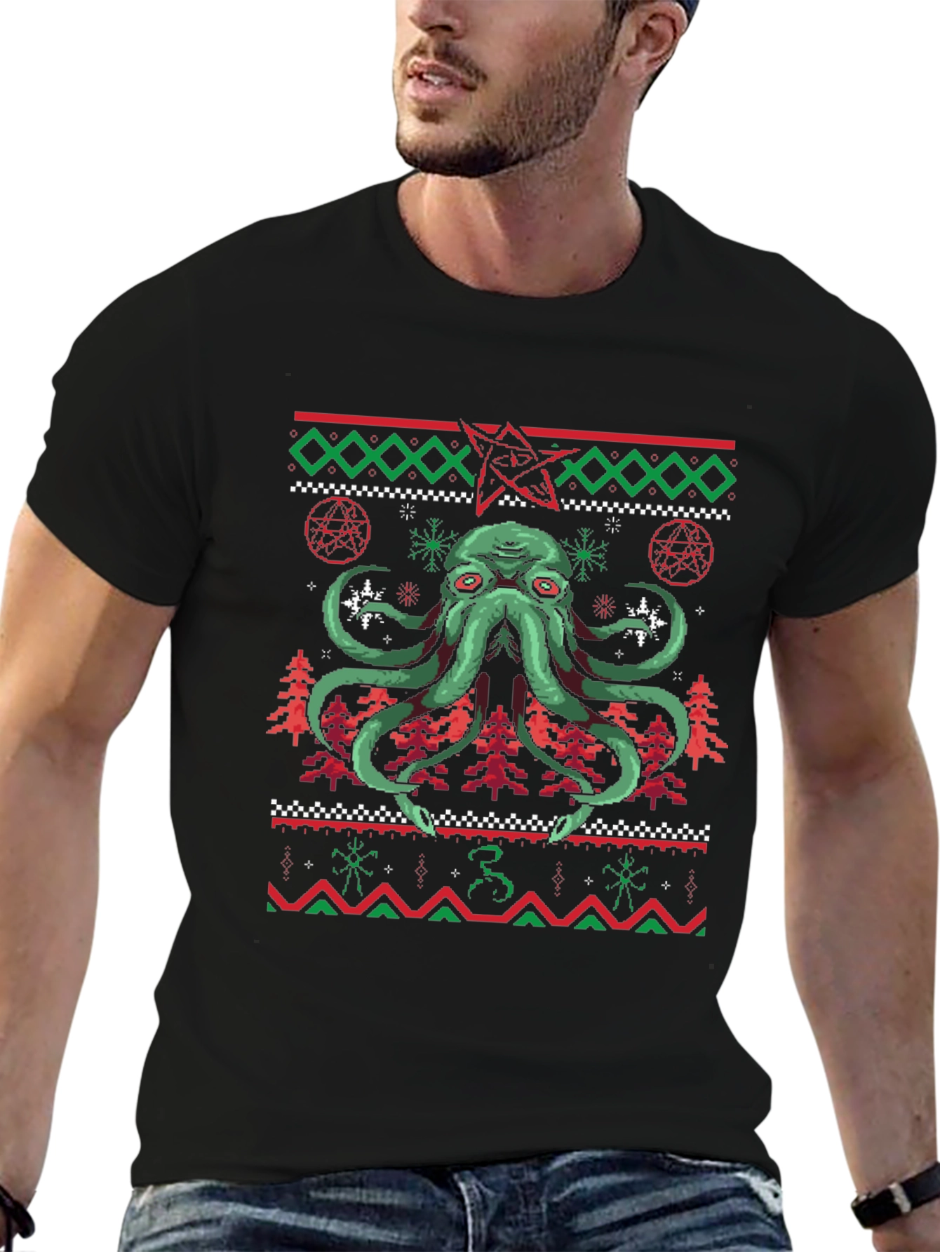 Cthulhu Christmas T-Shirt Ugly Sweater Style