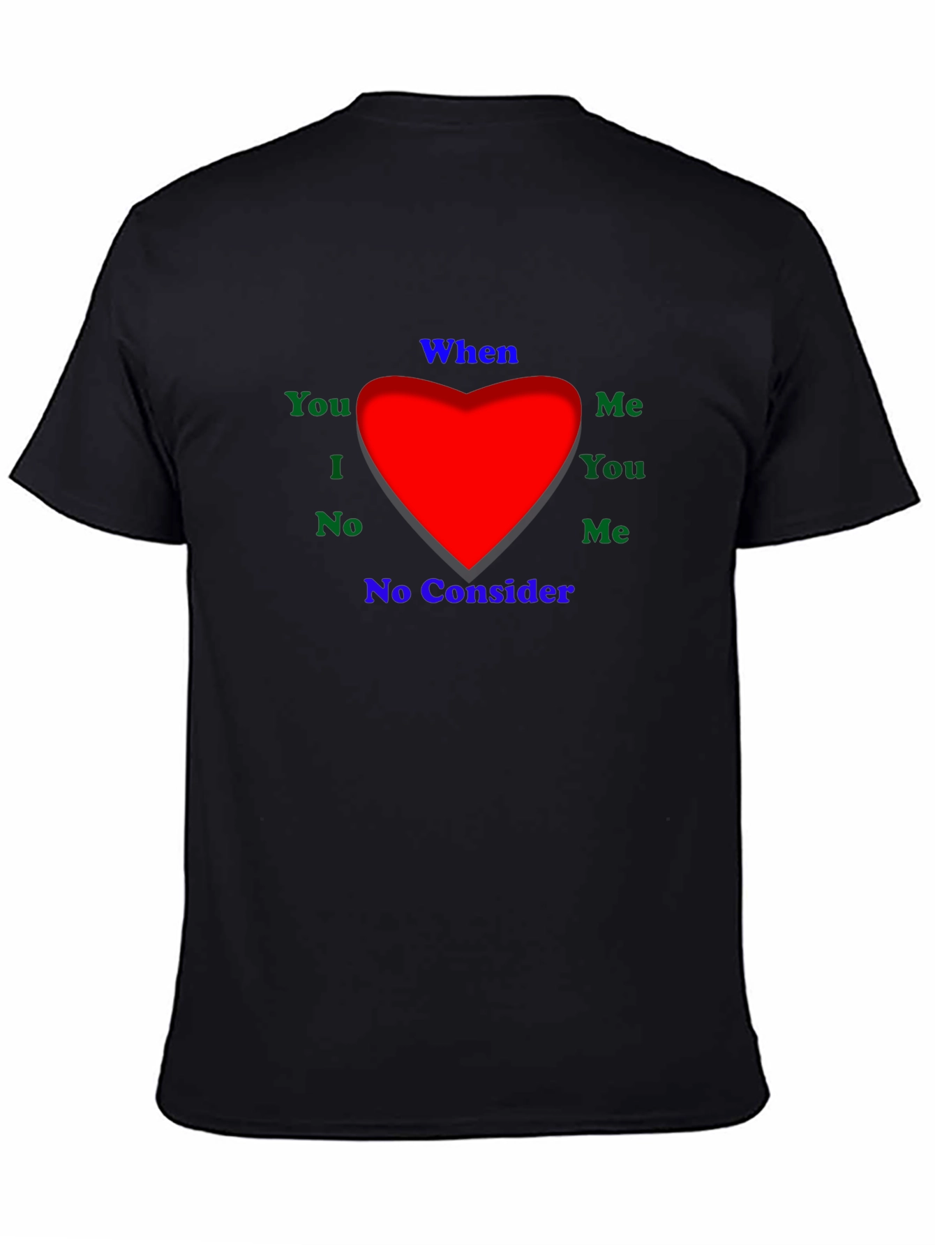 Emotional Word Heart Mens Black T-Shirt