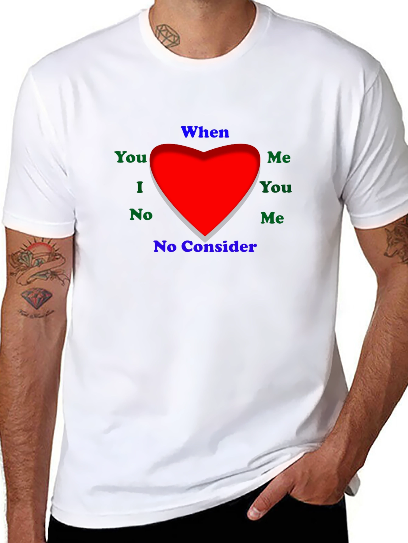 Emotional Word Heart Mens Black T-Shirt