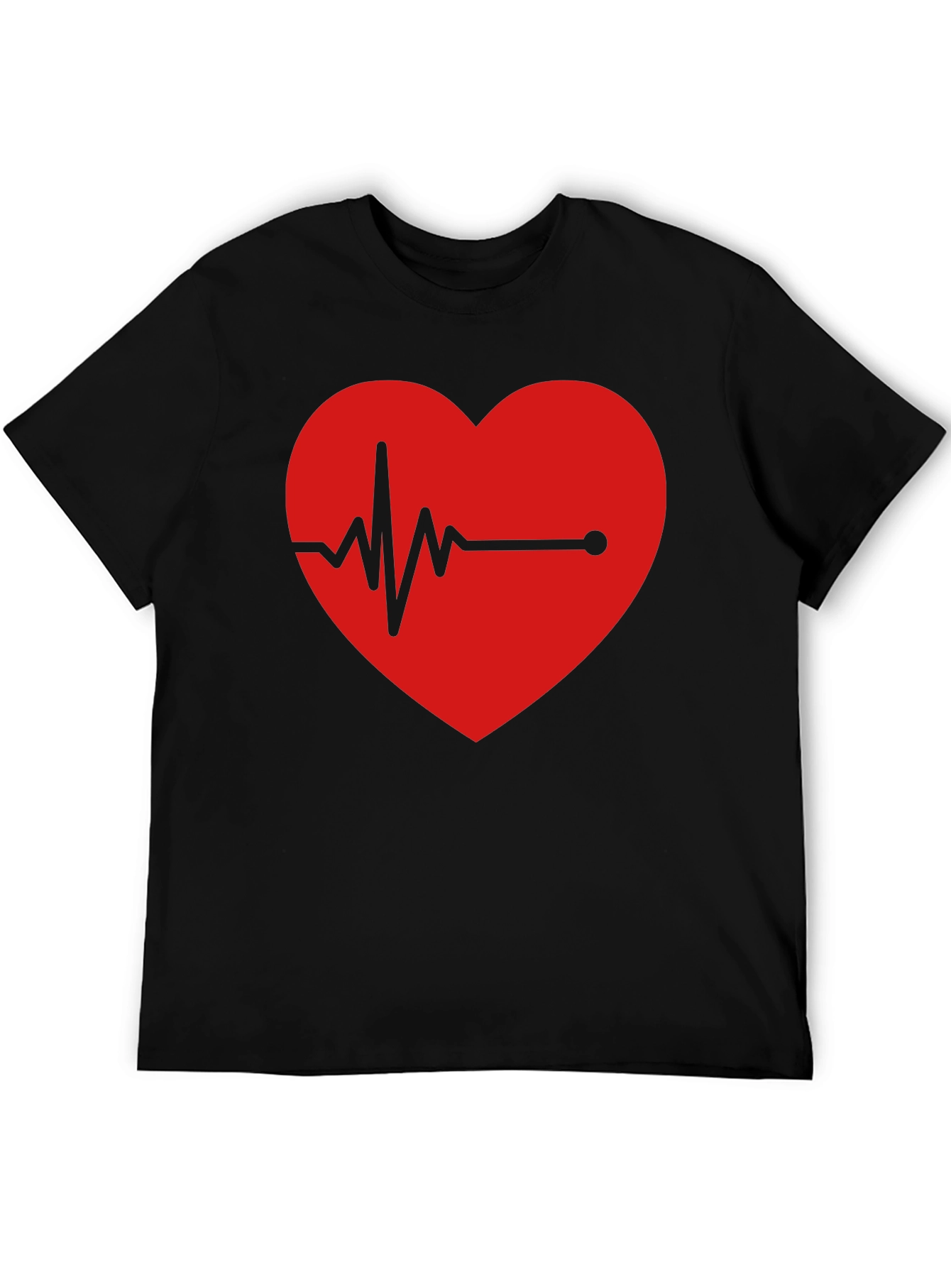 Heartbeat Graphic Tee - Black Cotton Blend