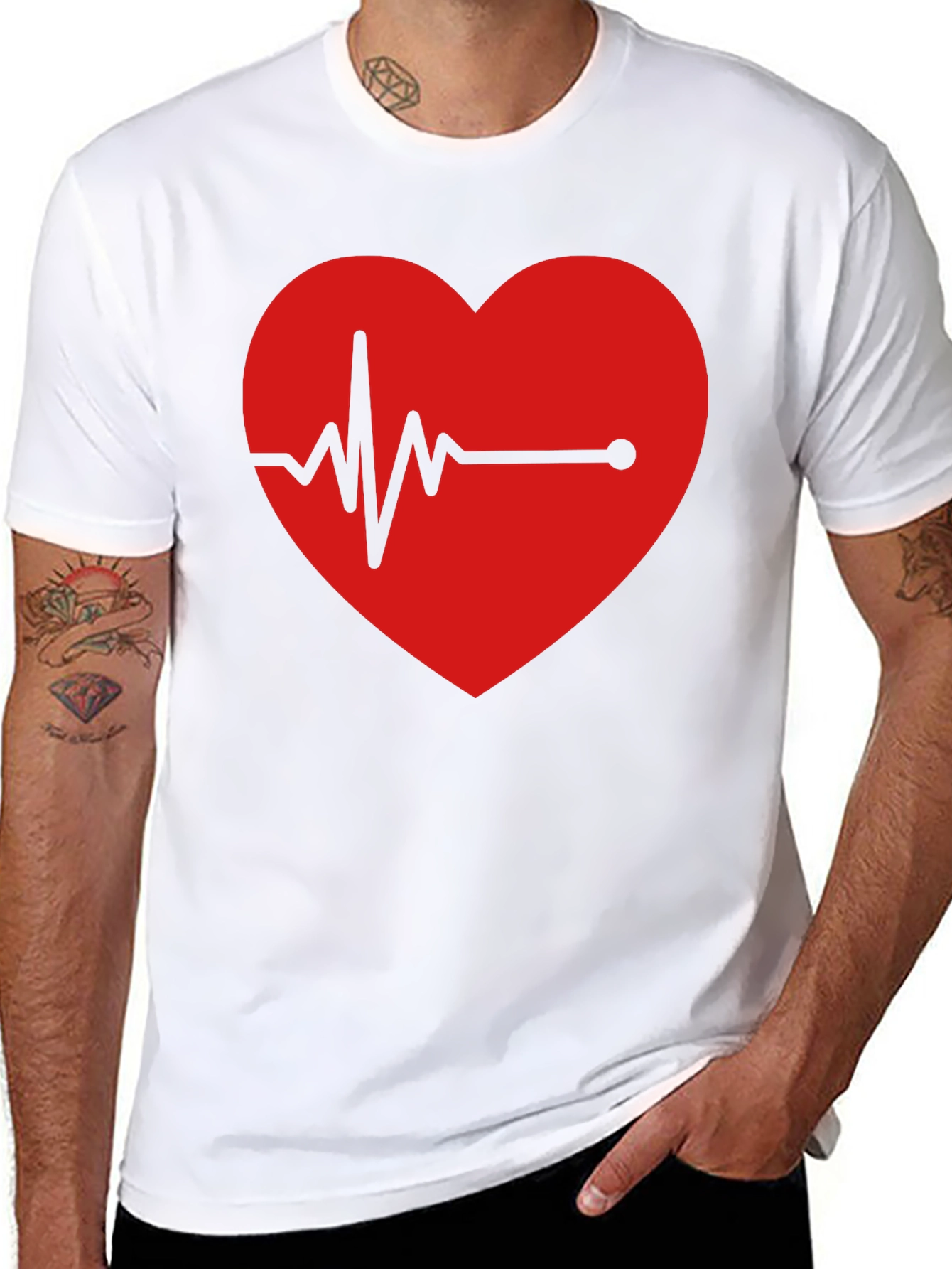 Heartbeat Graphic Tee - Black Cotton Blend