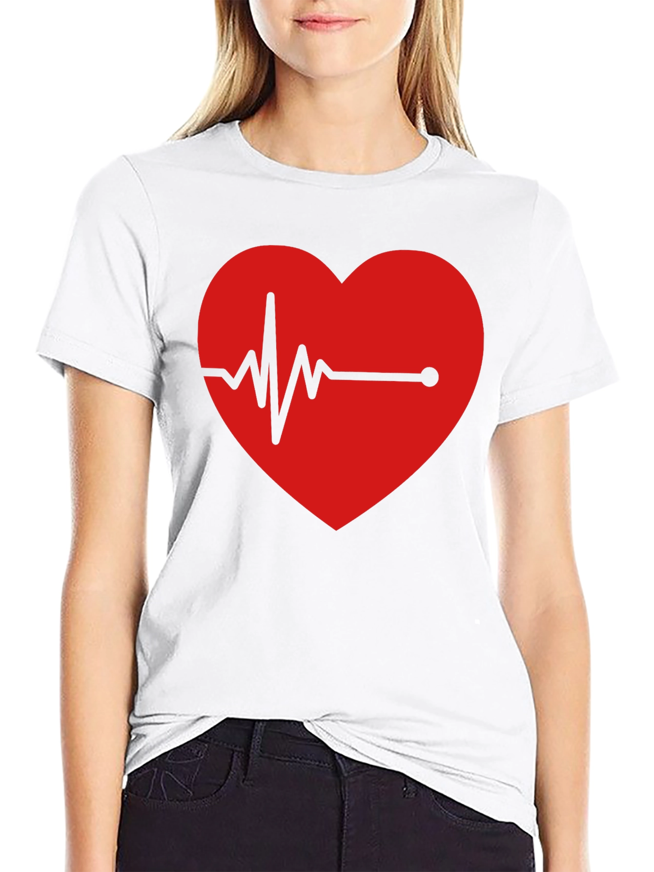 Heartbeat Graphic Tee - Black Cotton Blend