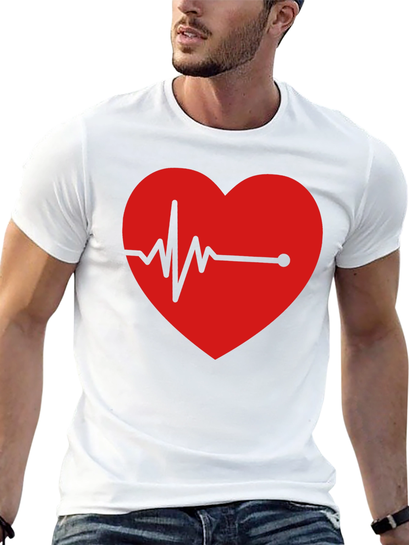 Heartbeat Graphic Tee - Black Cotton Blend