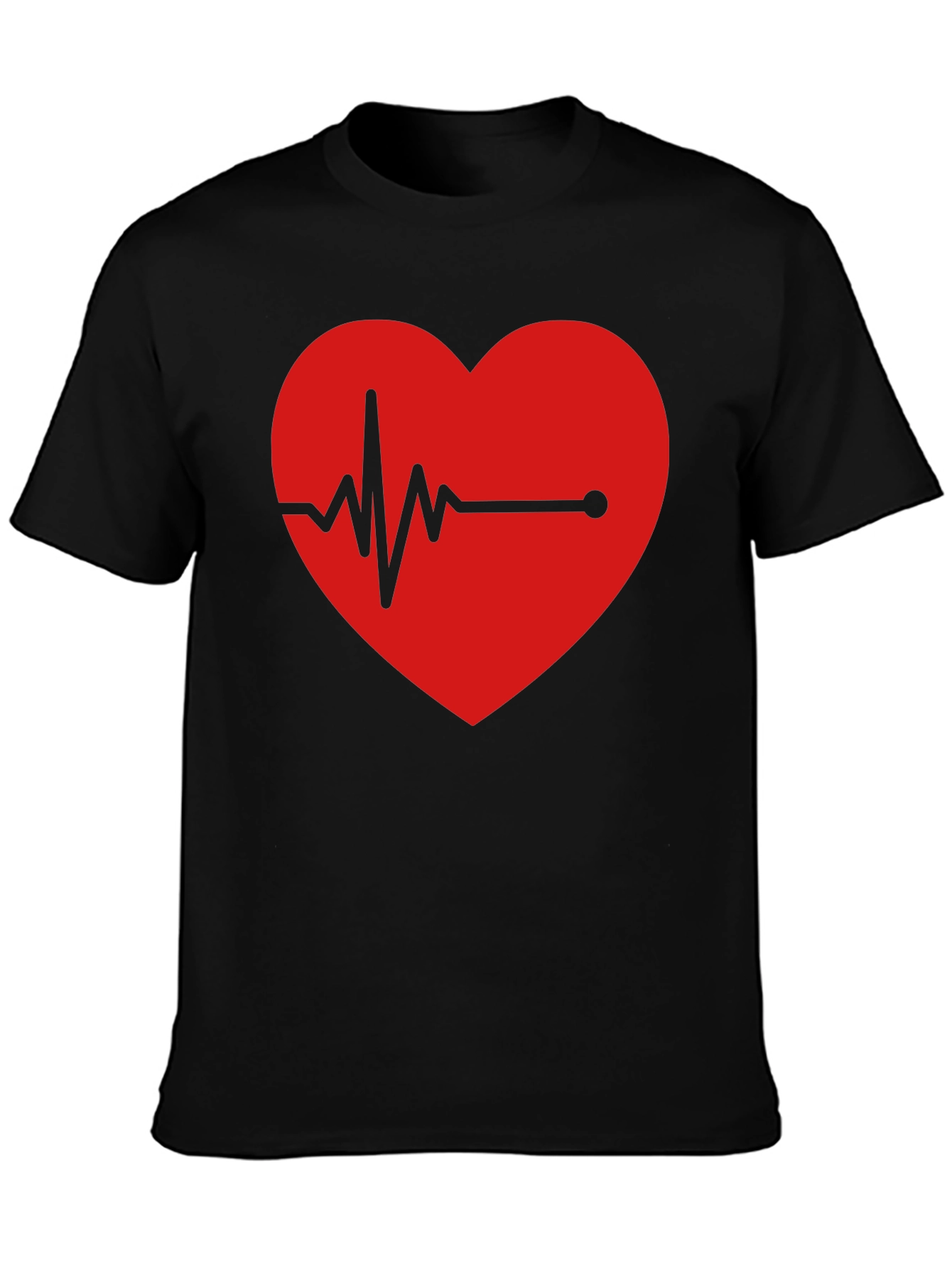 Heartbeat Graphic Tee - Black Cotton Blend