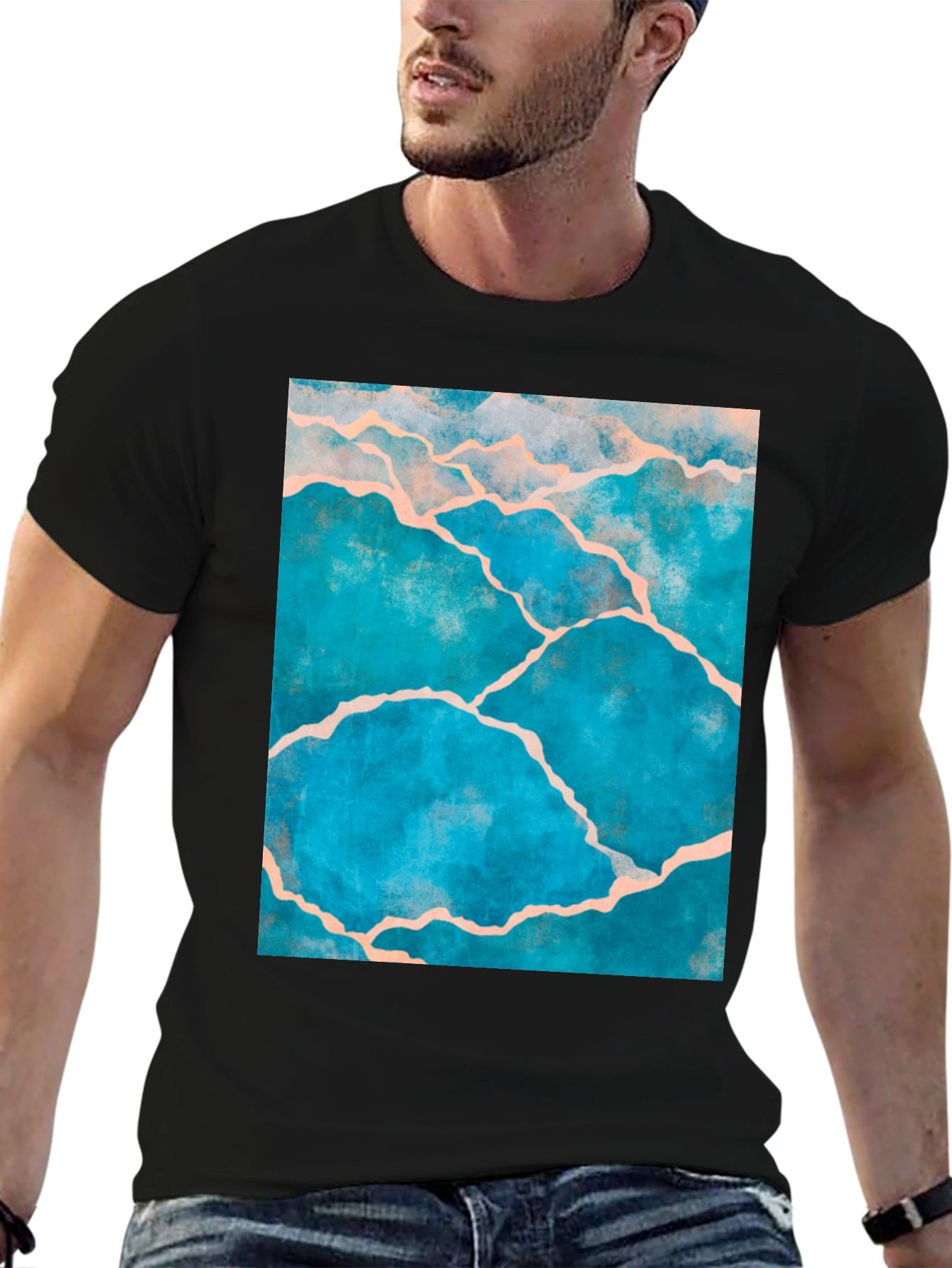 Kintsugi Style Graphic Tee - Black