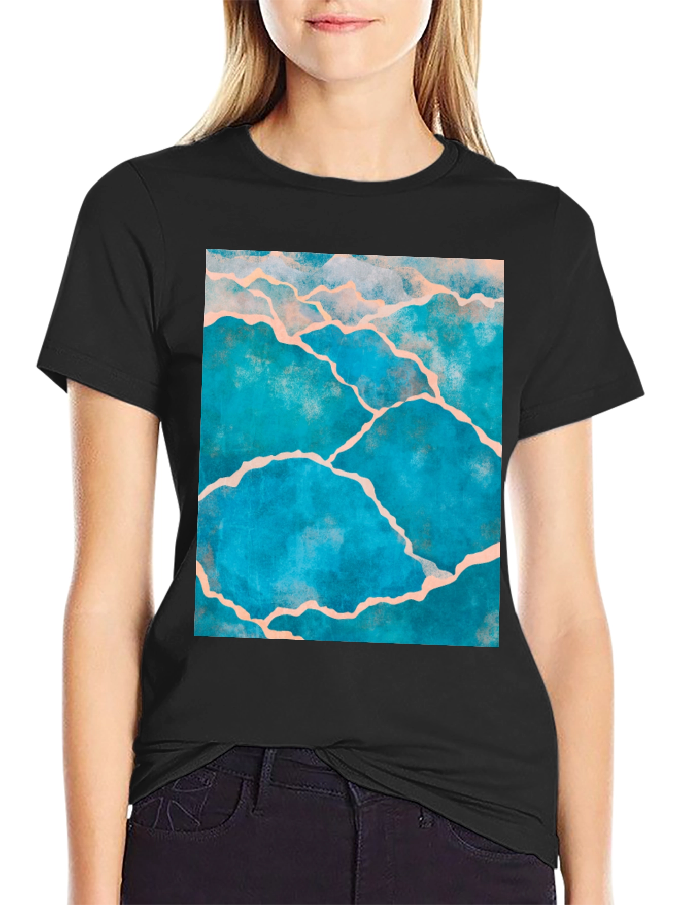 Kintsugi Style Graphic Tee - Black