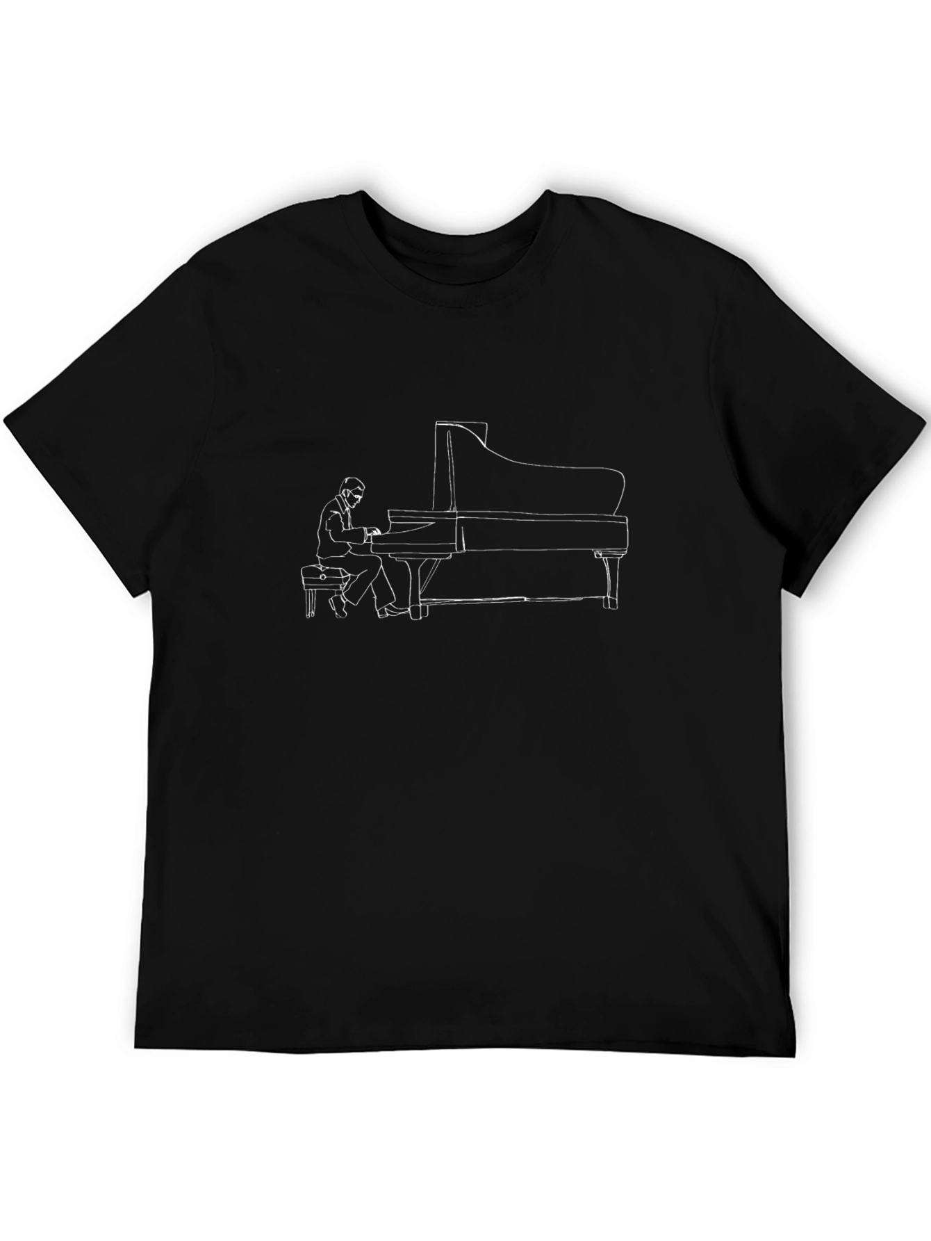 Piano Player Graphic Black T-Shirt