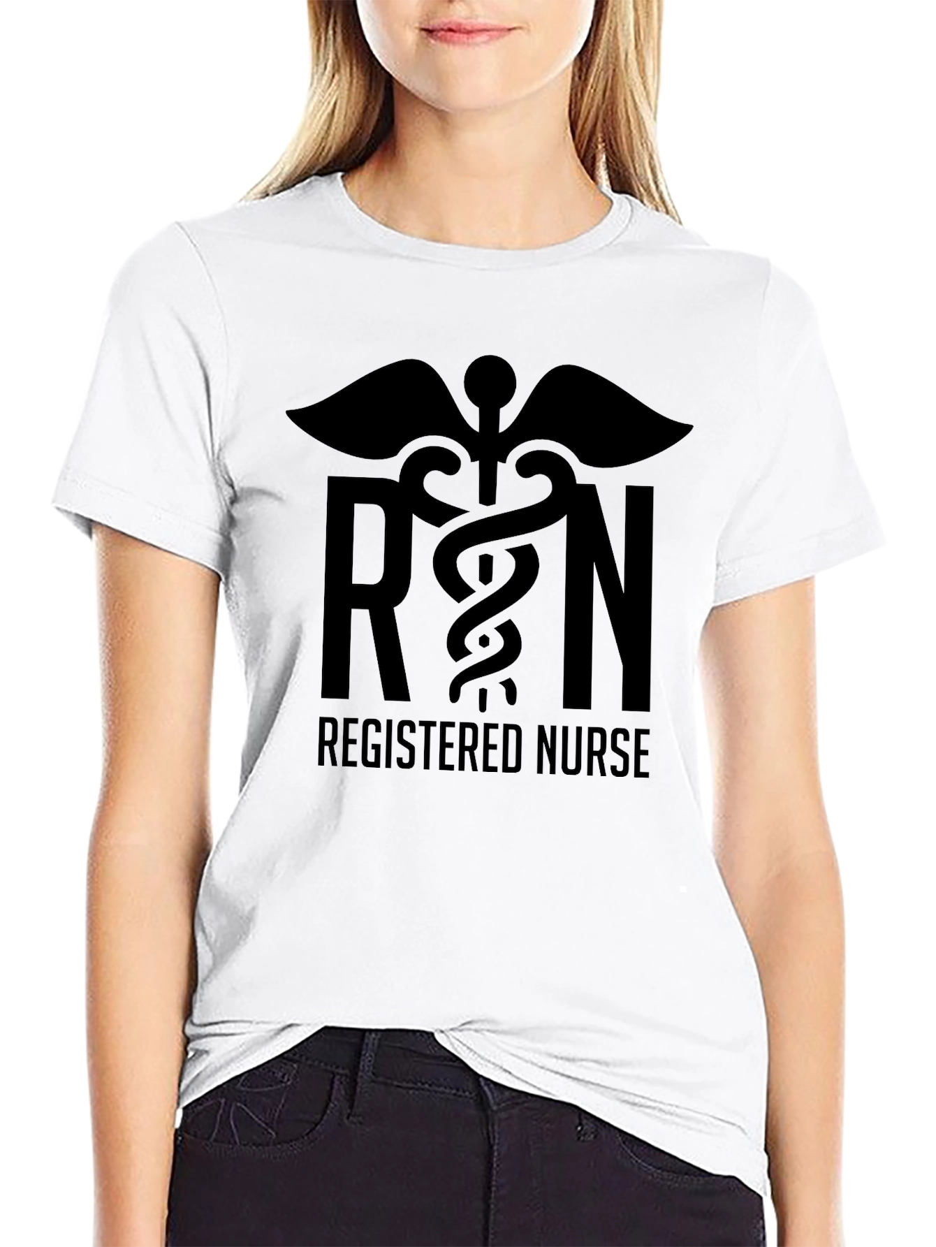 RN Registered Nurse Black Graphic T-Shirt