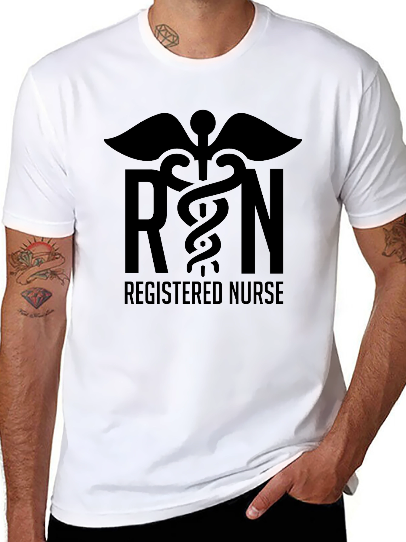 RN Registered Nurse Black Graphic T-Shirt
