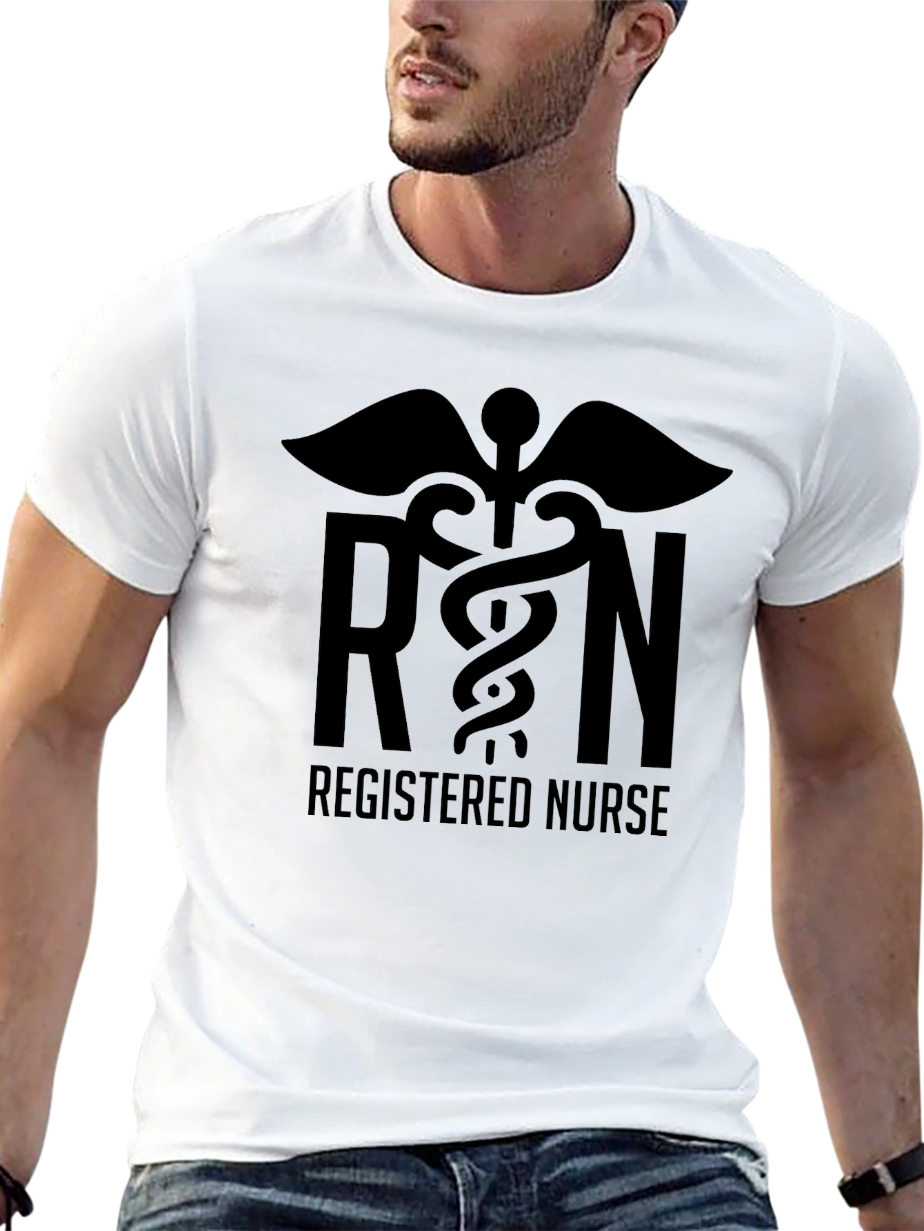 RN Registered Nurse Black Graphic T-Shirt