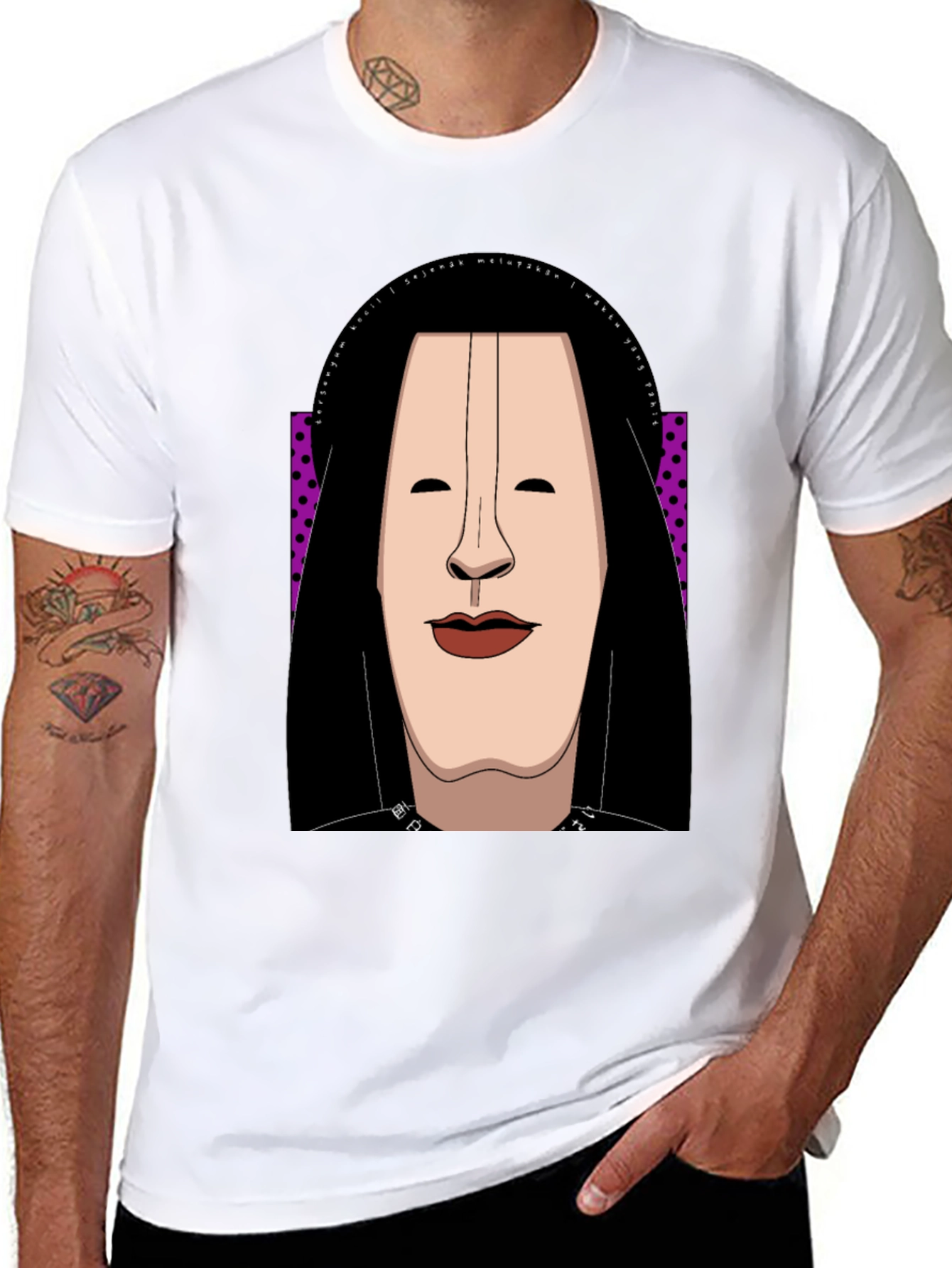 Abstract Face Graphic Tee - Unique Casual Style