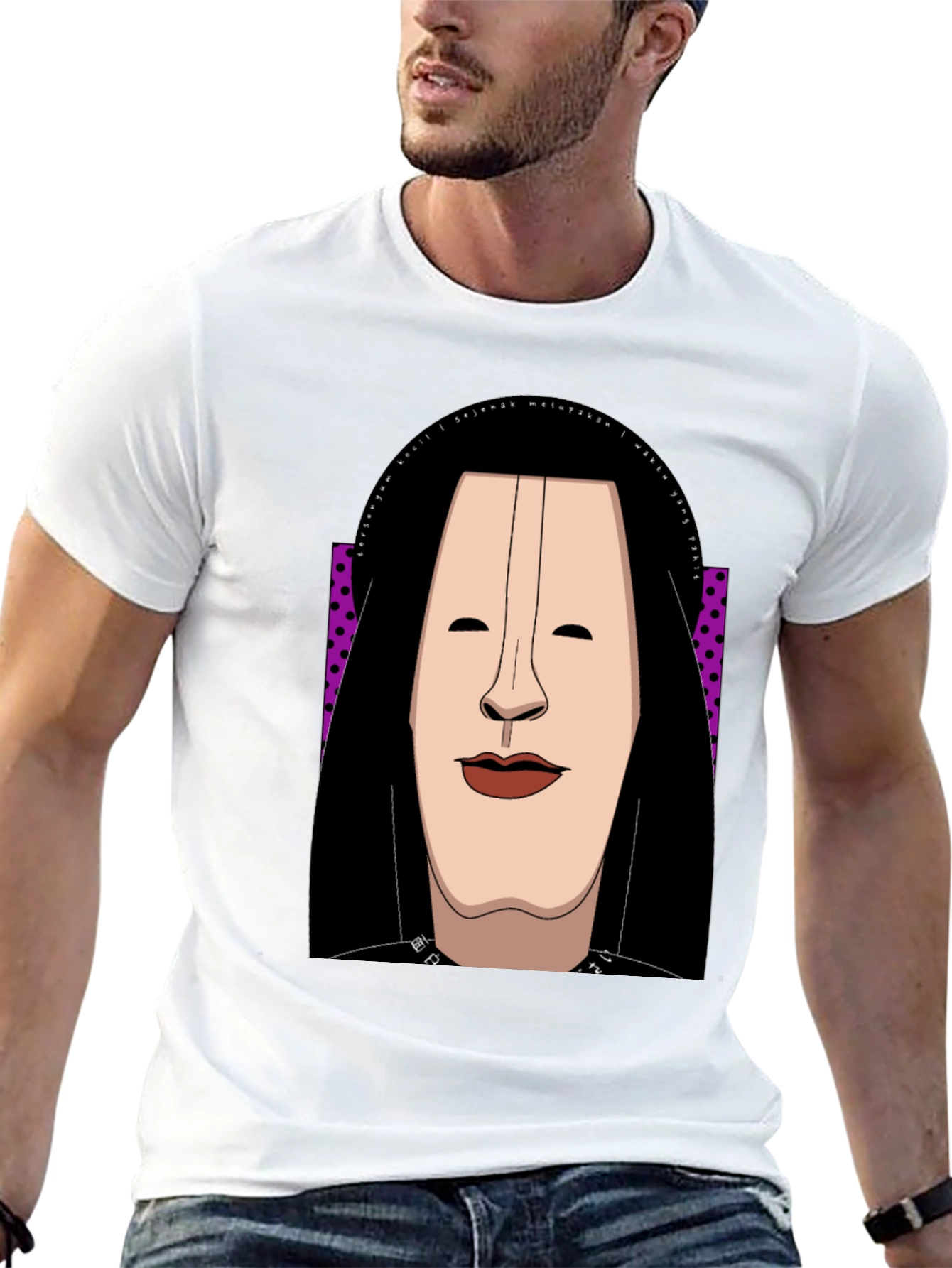 Abstract Face Graphic Tee - Unique Casual Style