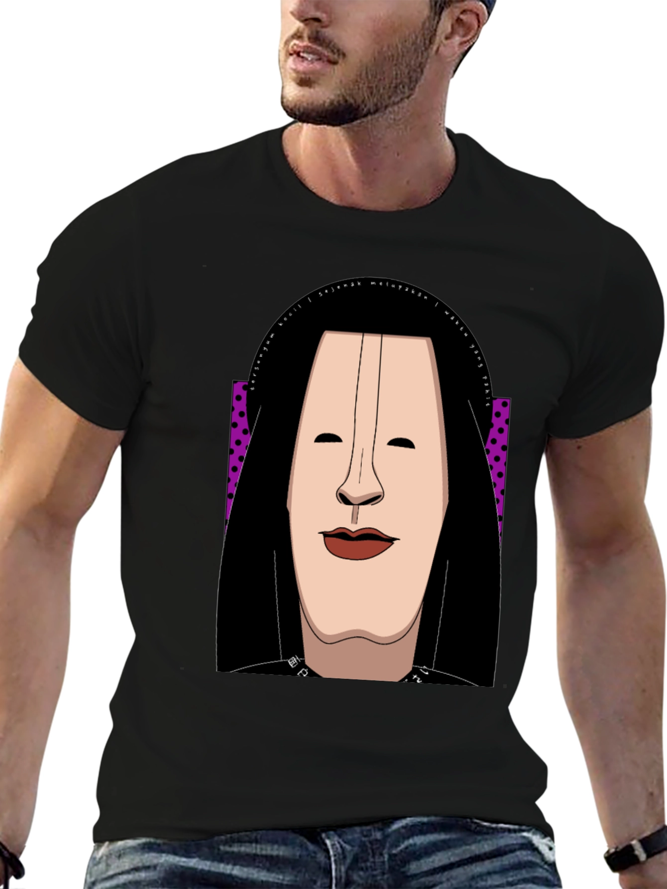 Abstract Face Graphic Tee - Unique Casual Style