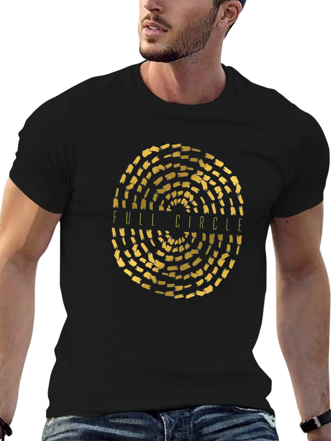 Full Circle Graphic Tee - Stylish Black Cotton T-Shirt