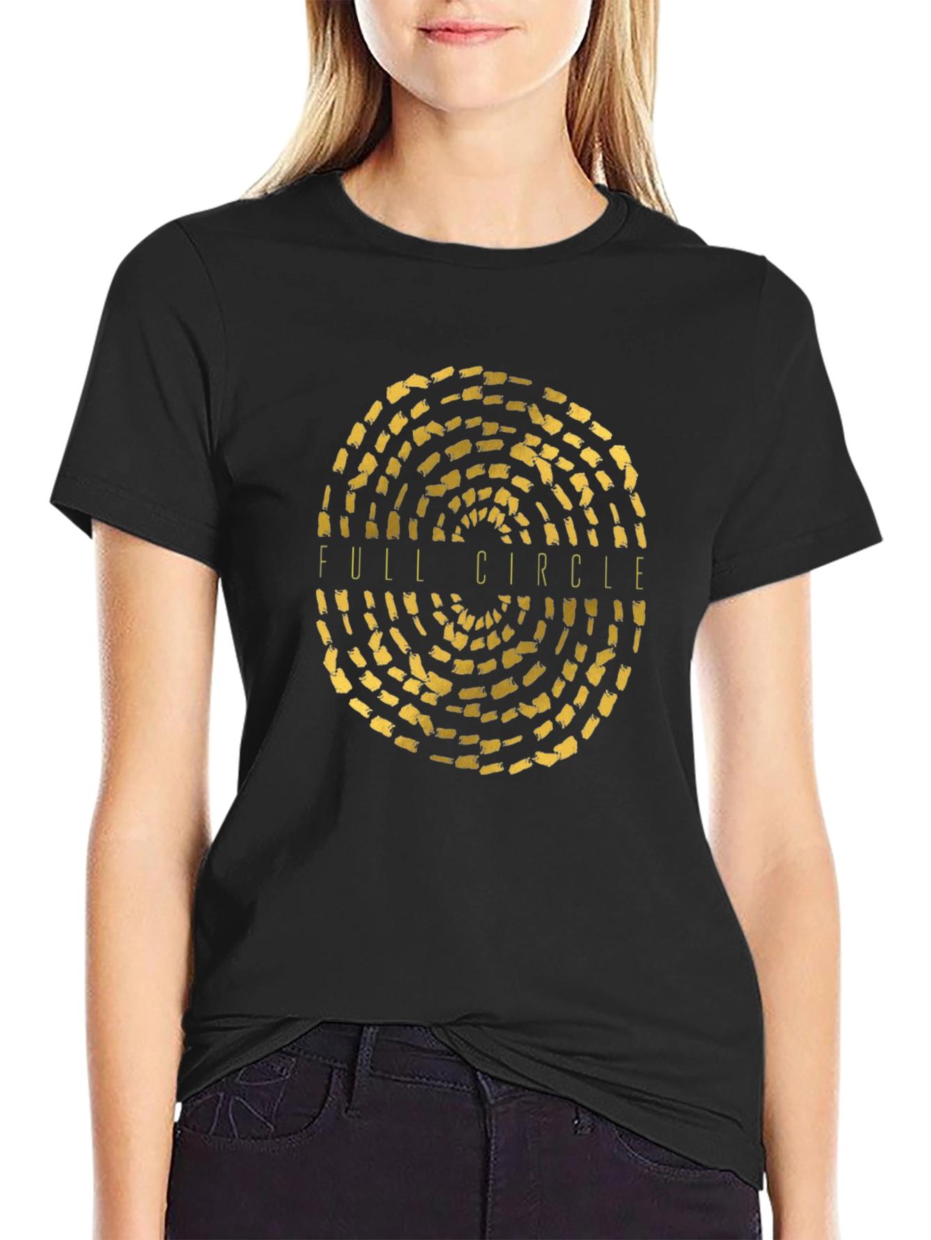 Full Circle Graphic Tee - Stylish Black Cotton T-Shirt