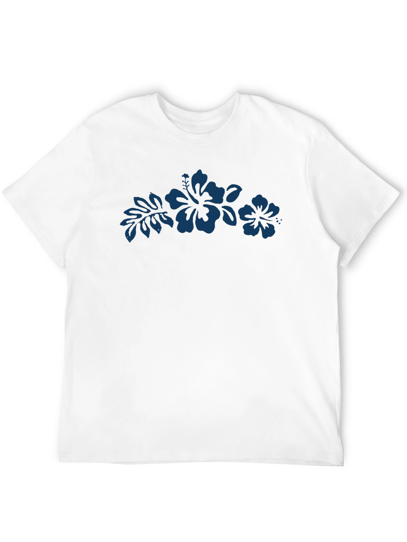 Mens Black T-Shirt with Hibiscus Design
