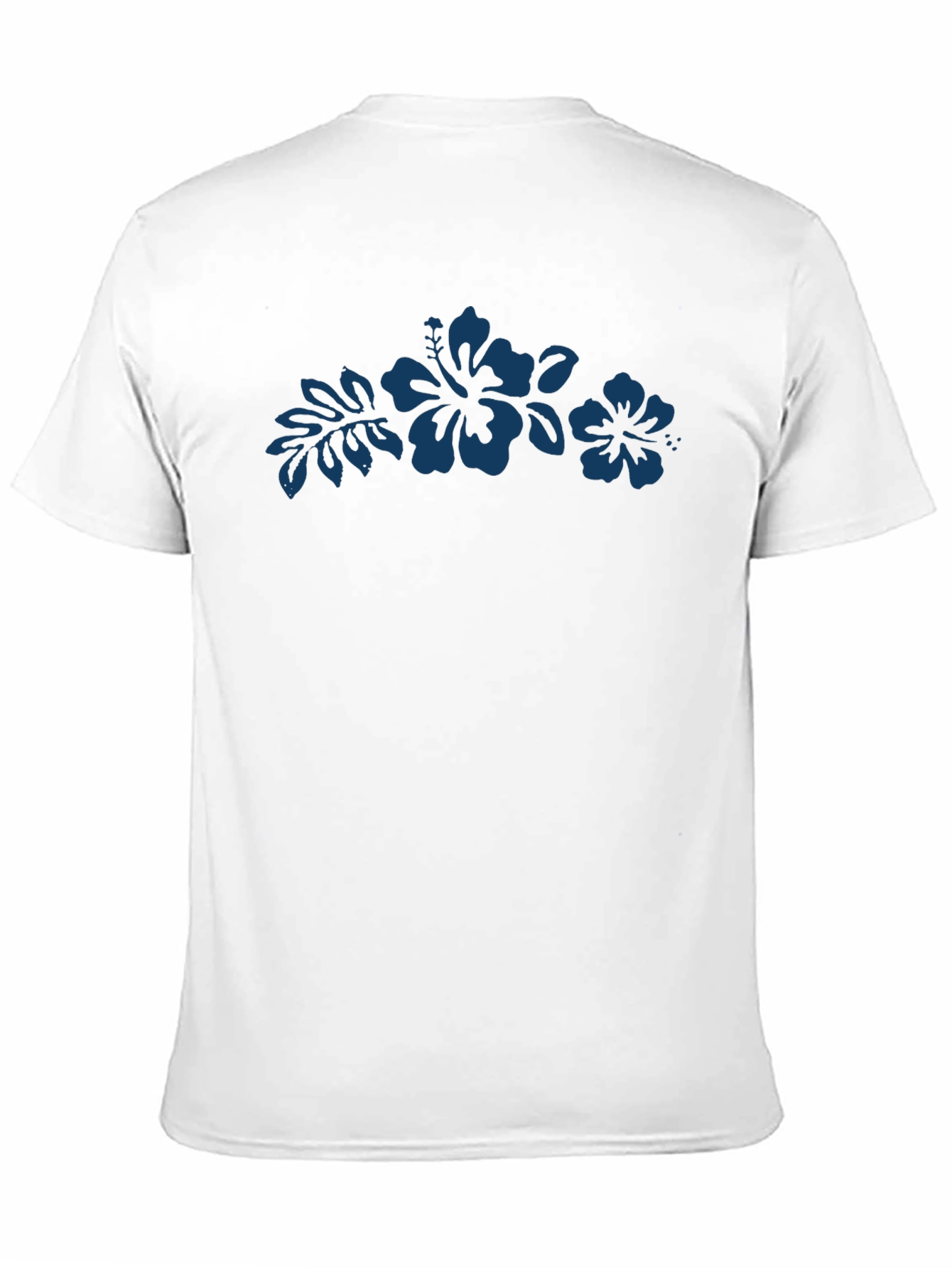 Mens Black T-Shirt with Hibiscus Design