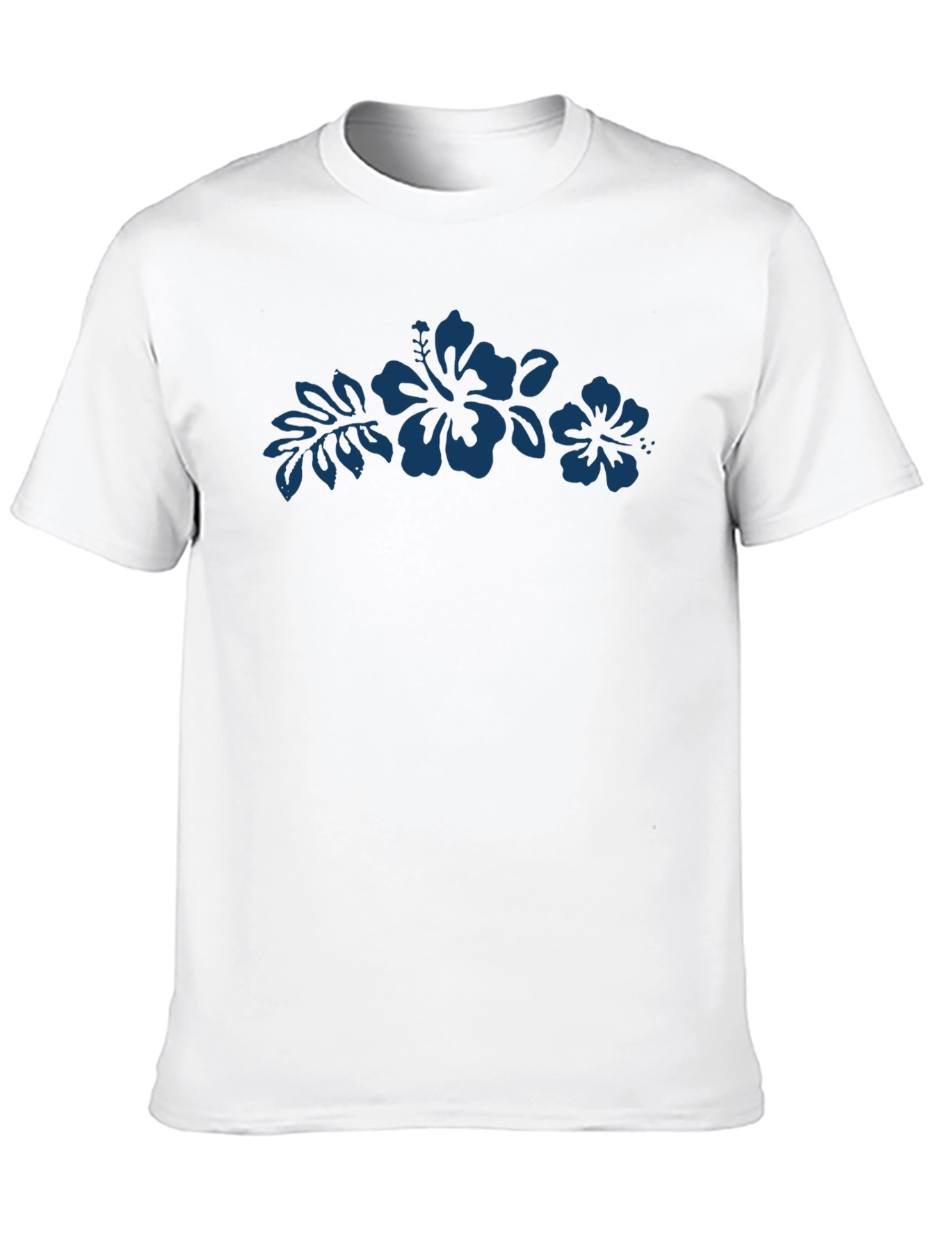 Mens Black T-Shirt with Hibiscus Design