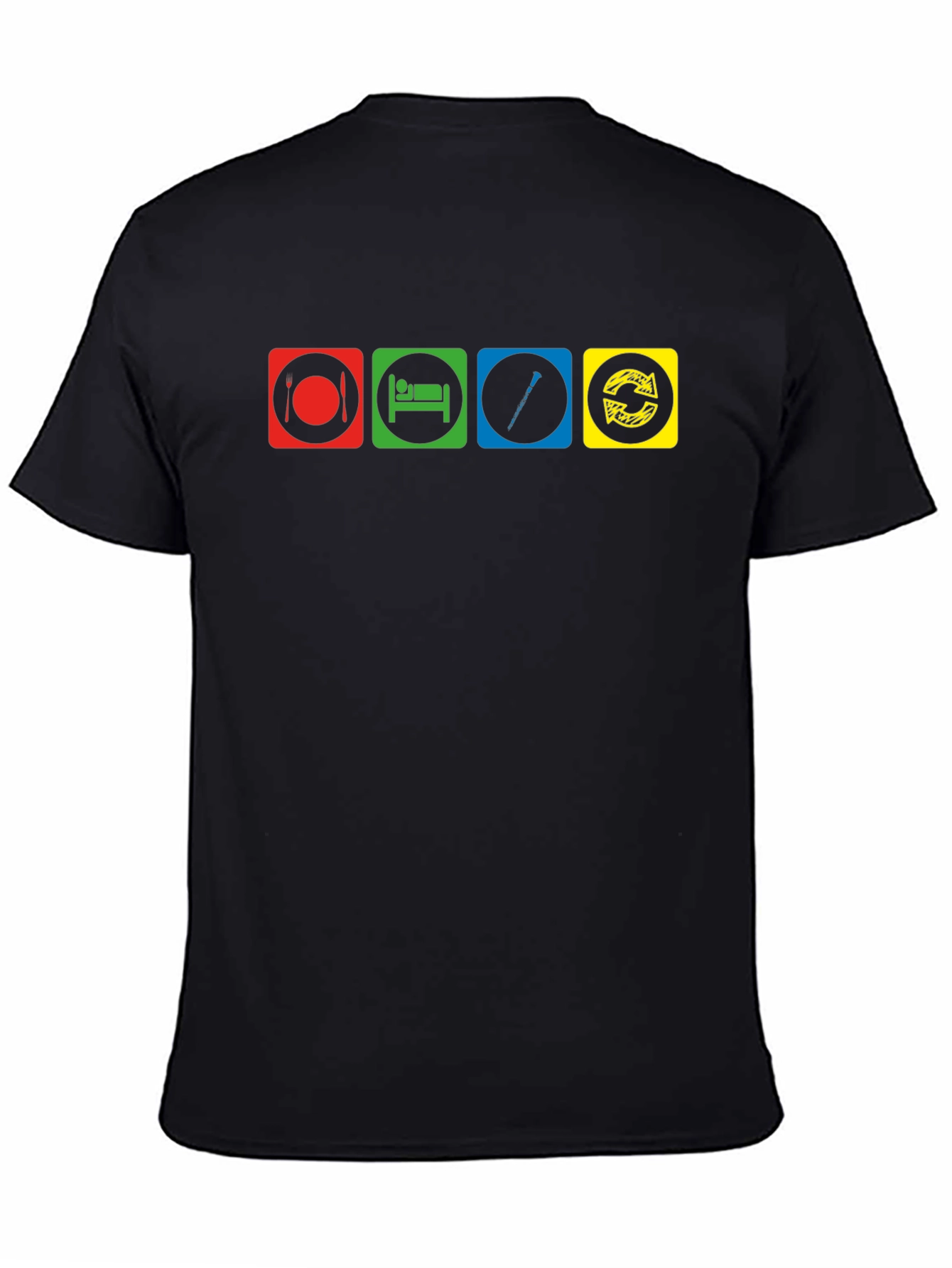 Eat Sleep Flute Repeat Black T-Shirt