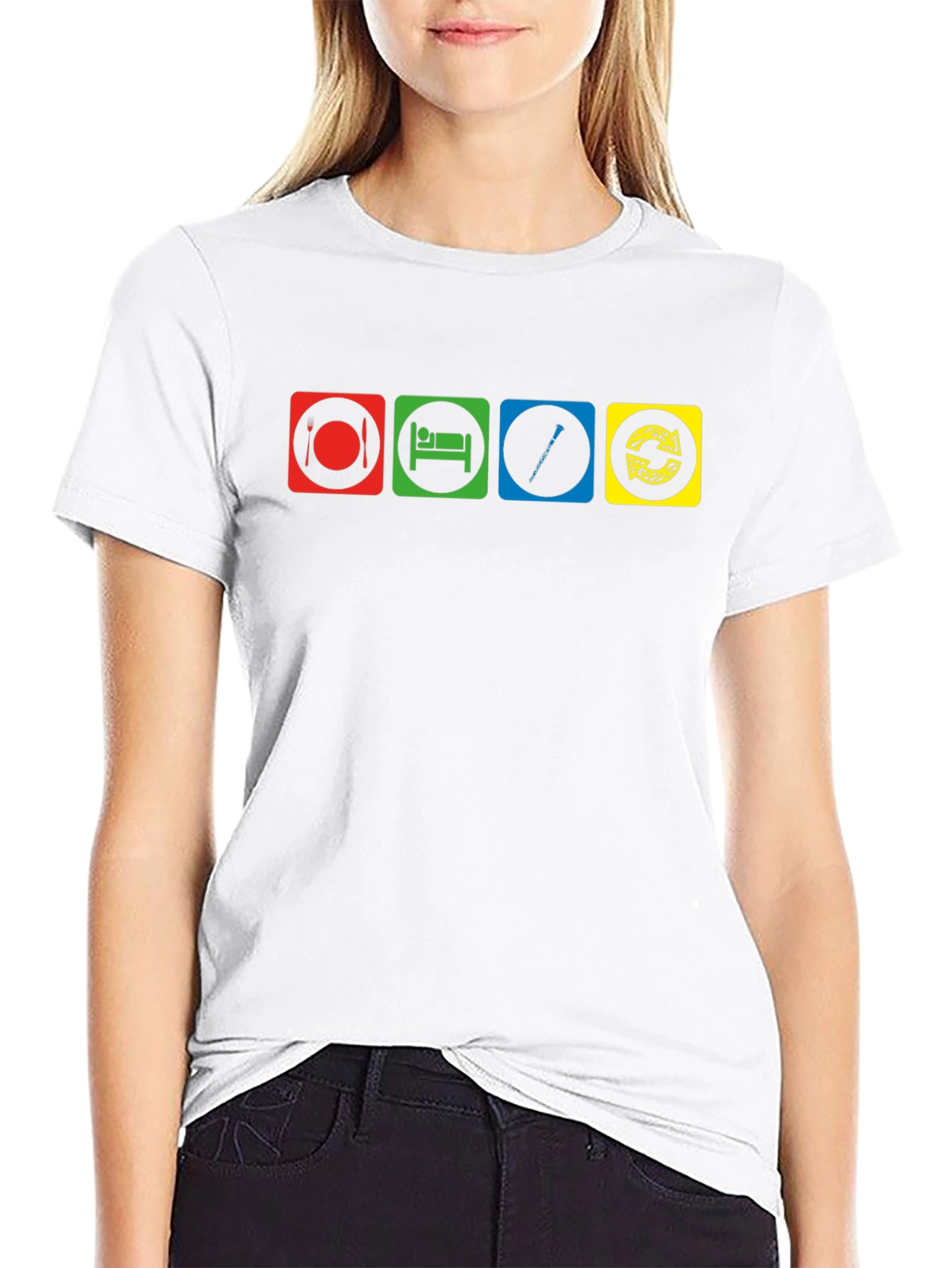 Eat Sleep Flute Repeat Black T-Shirt