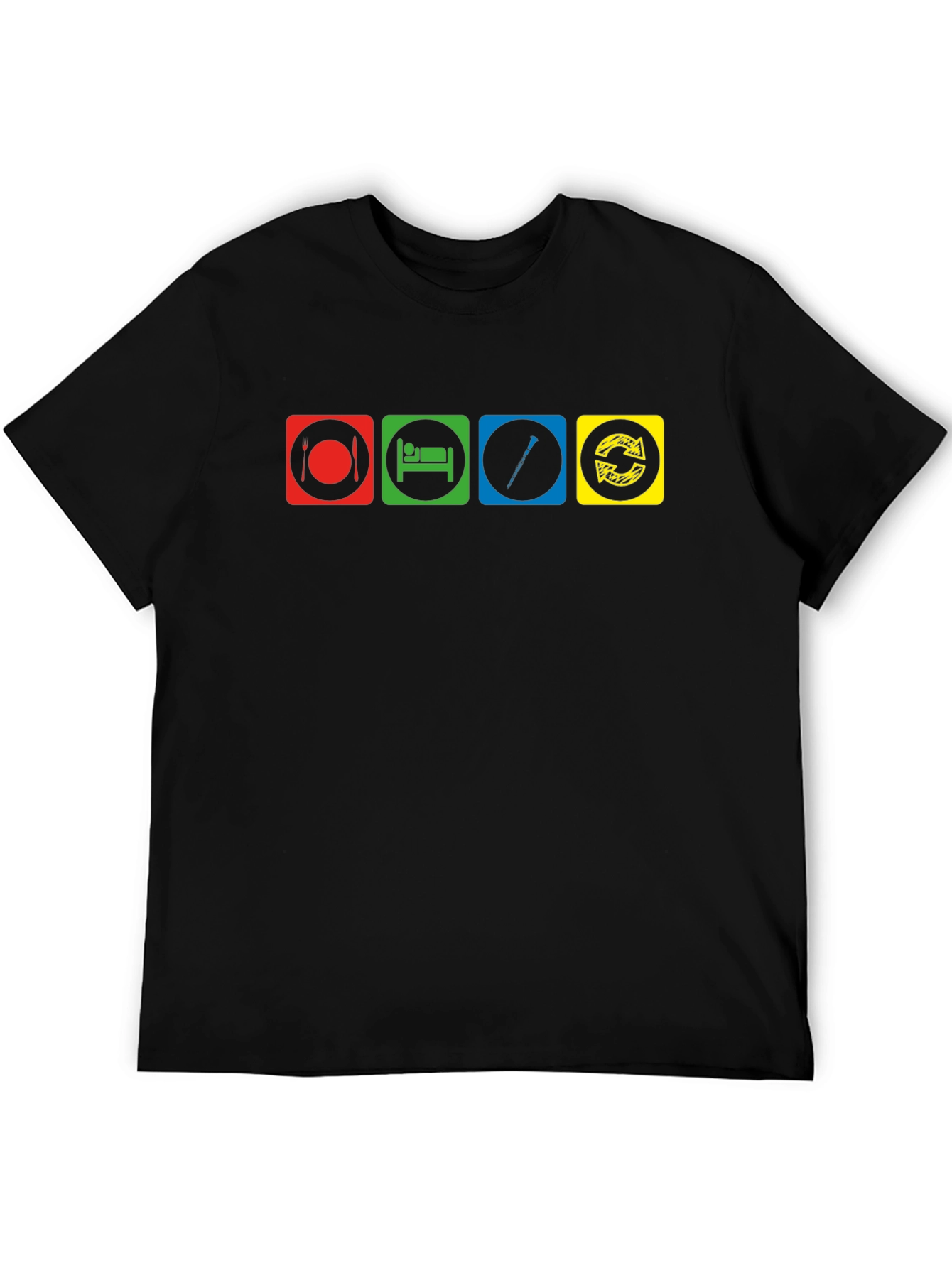 Eat Sleep Flute Repeat Black T-Shirt