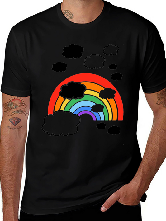 Rainbow Cloud Graphic T-Shirt - Stylish Weather Tee