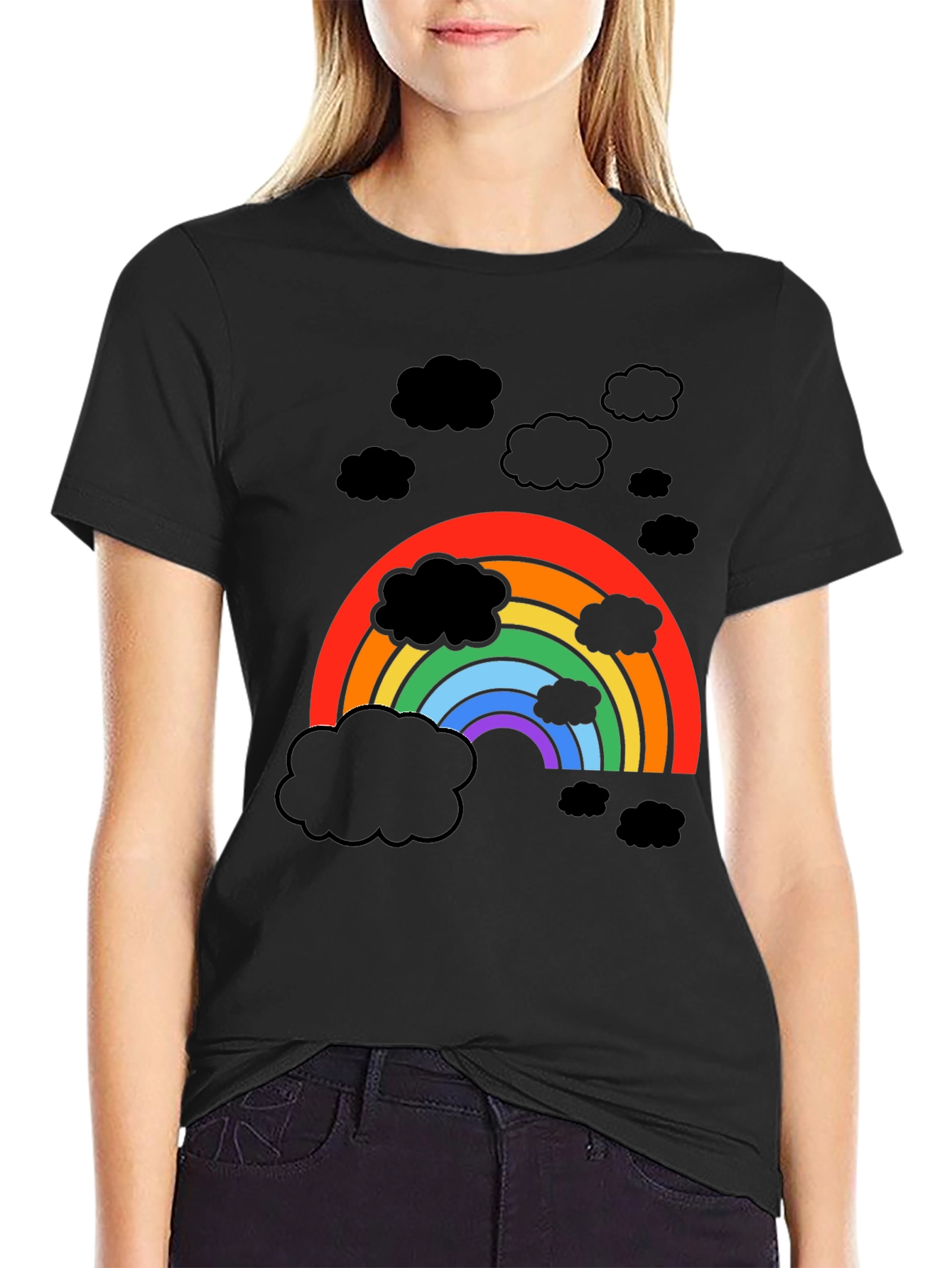 Rainbow Cloud Graphic T-Shirt - Stylish Weather Tee