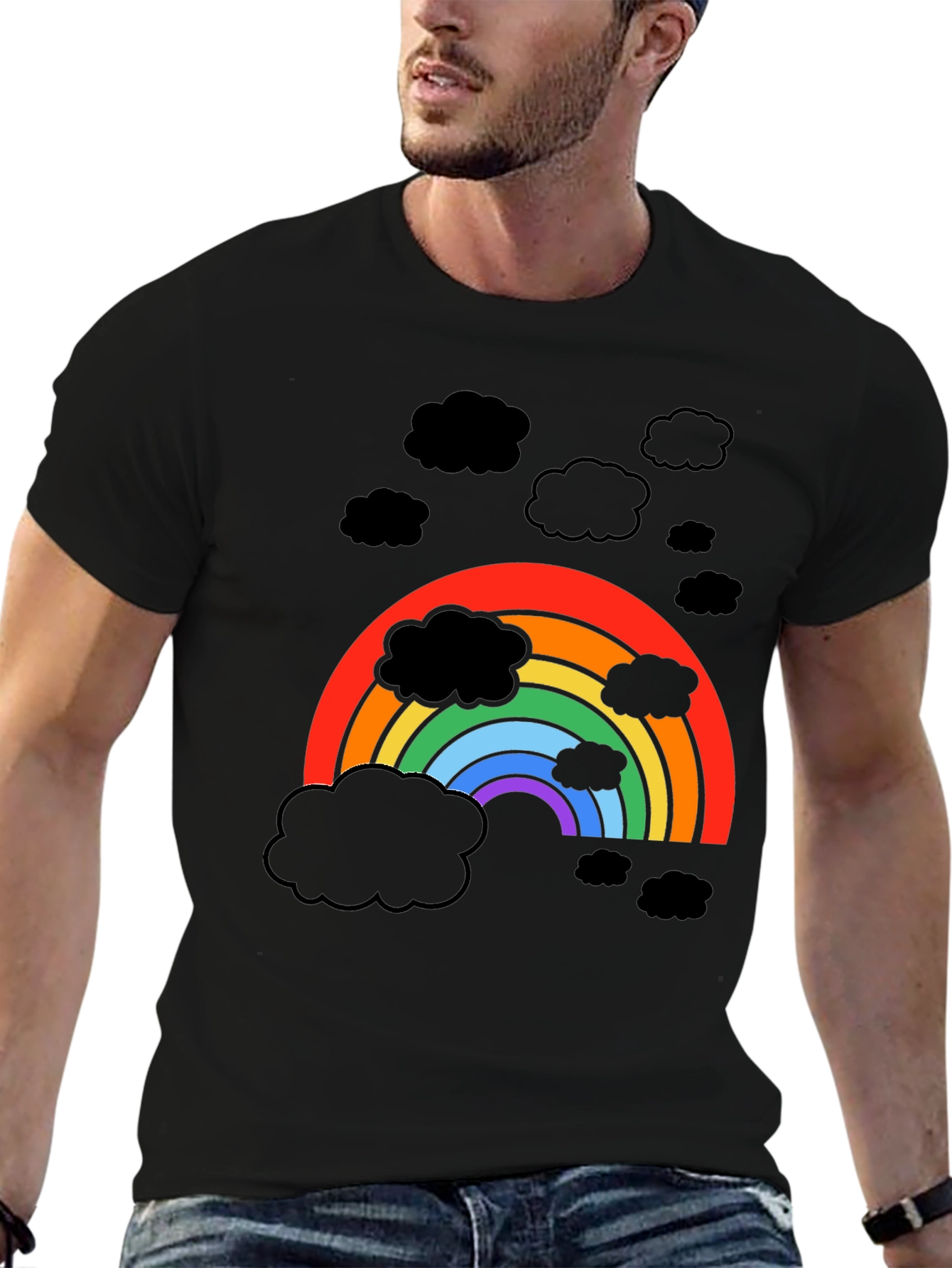 Rainbow Cloud Graphic T-Shirt - Stylish Weather Tee