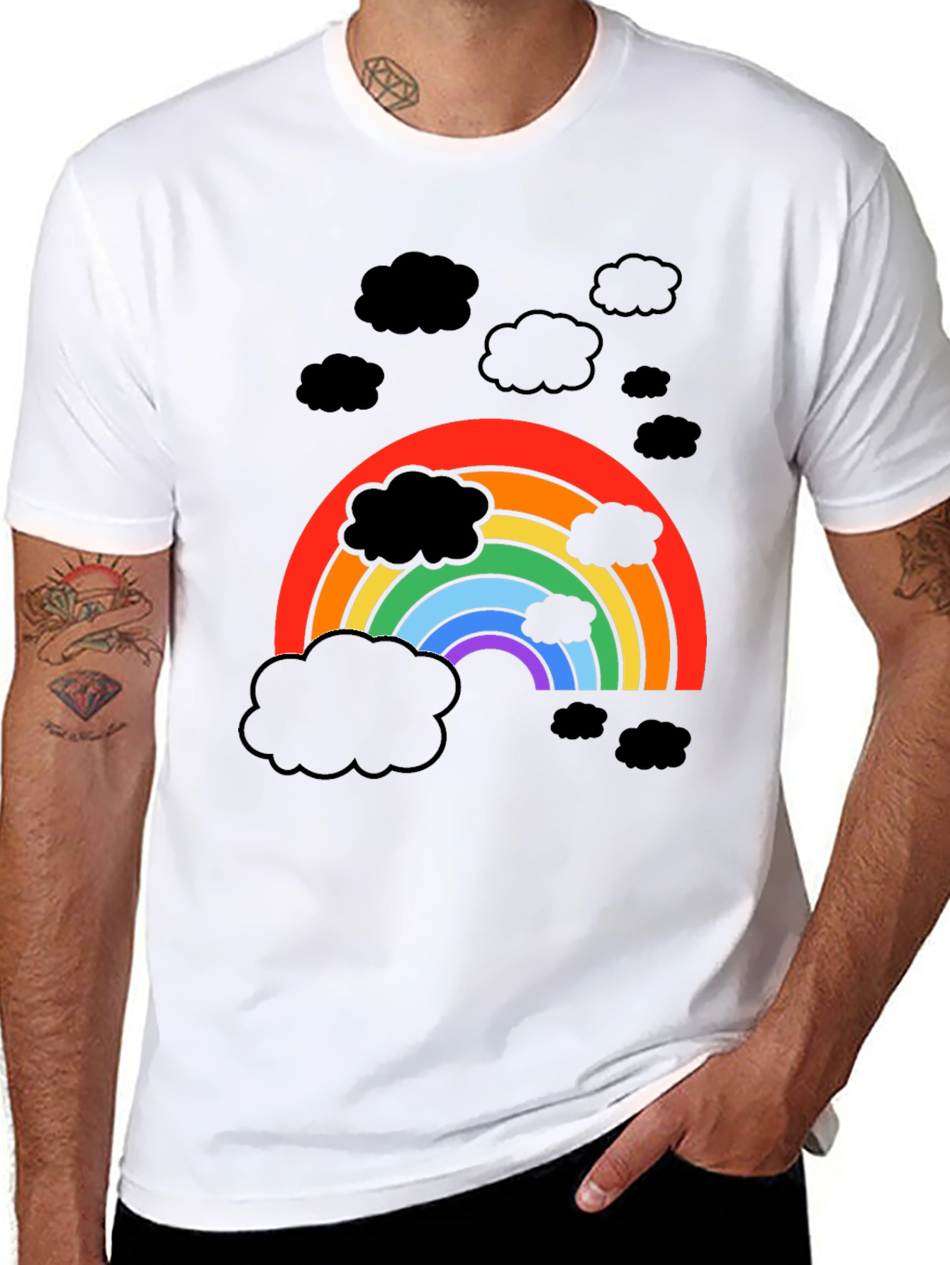 Rainbow Cloud Graphic T-Shirt - Stylish Weather Tee