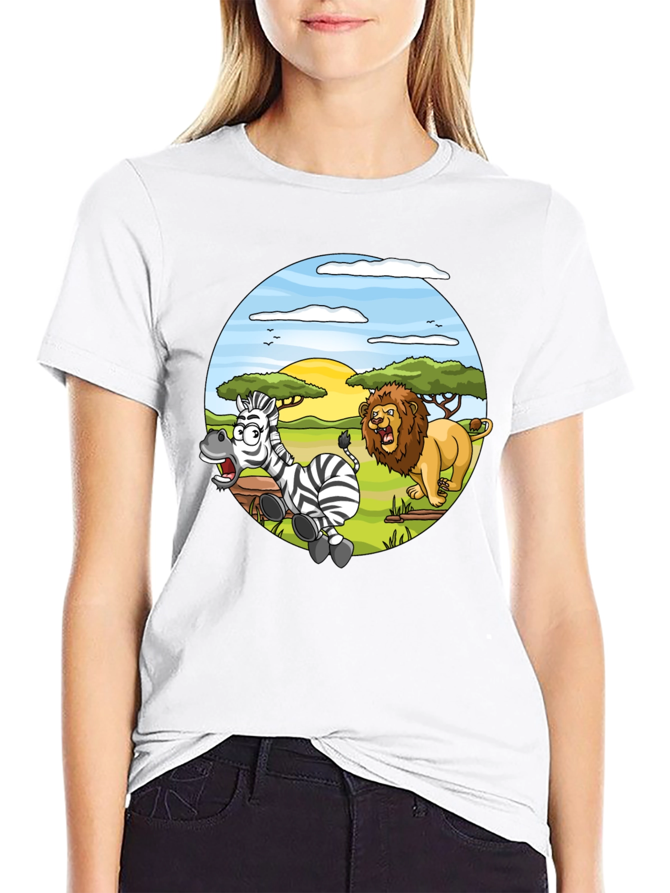 Lion and Zebra Cartoon T-Shirt