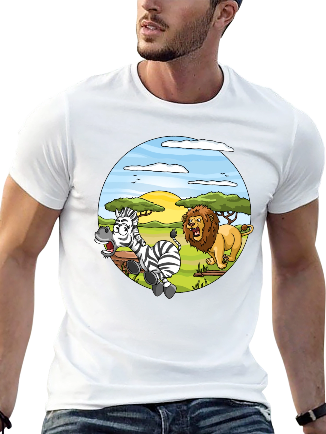 Lion and Zebra Cartoon T-Shirt