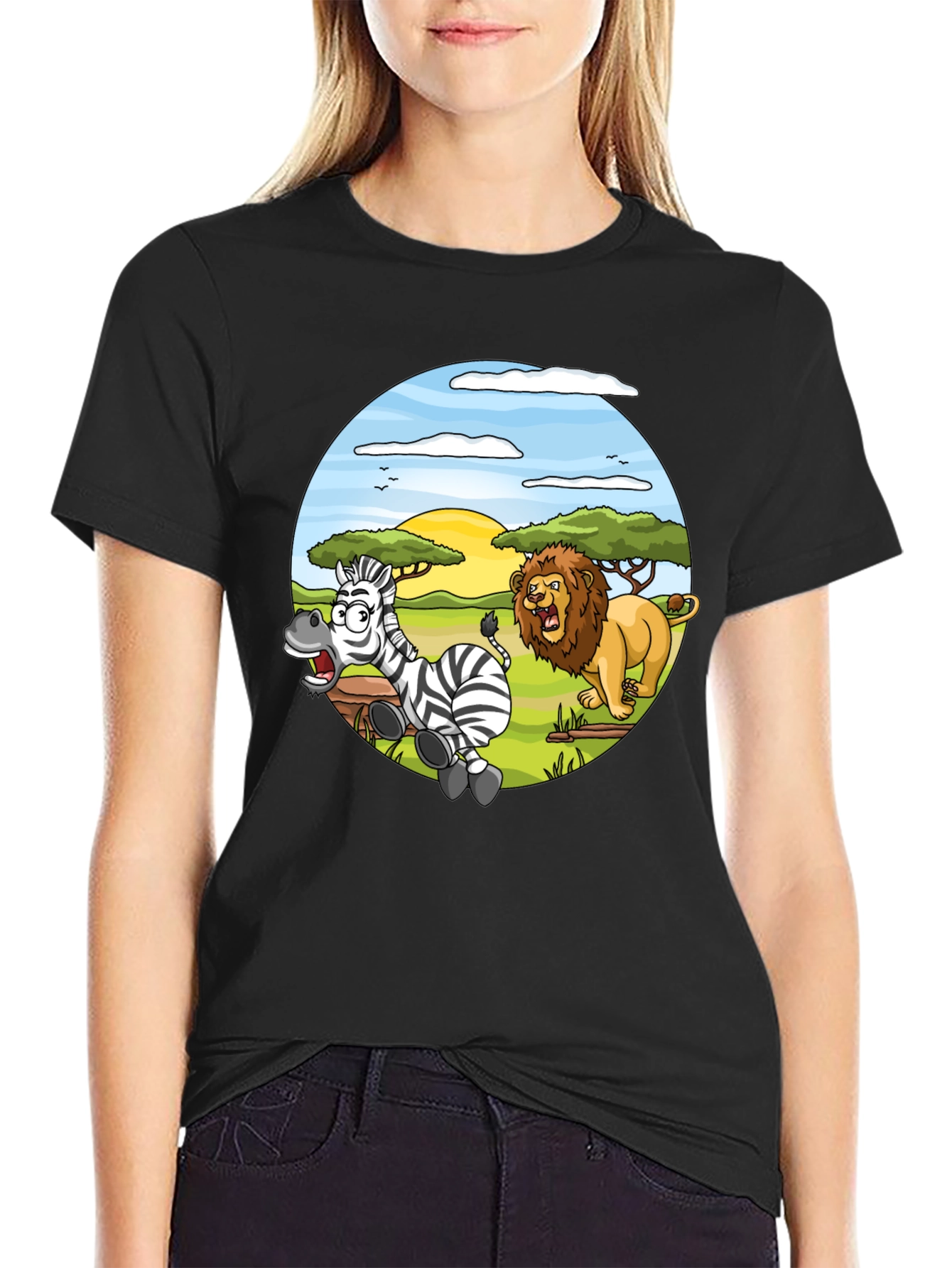 Lion and Zebra Cartoon T-Shirt