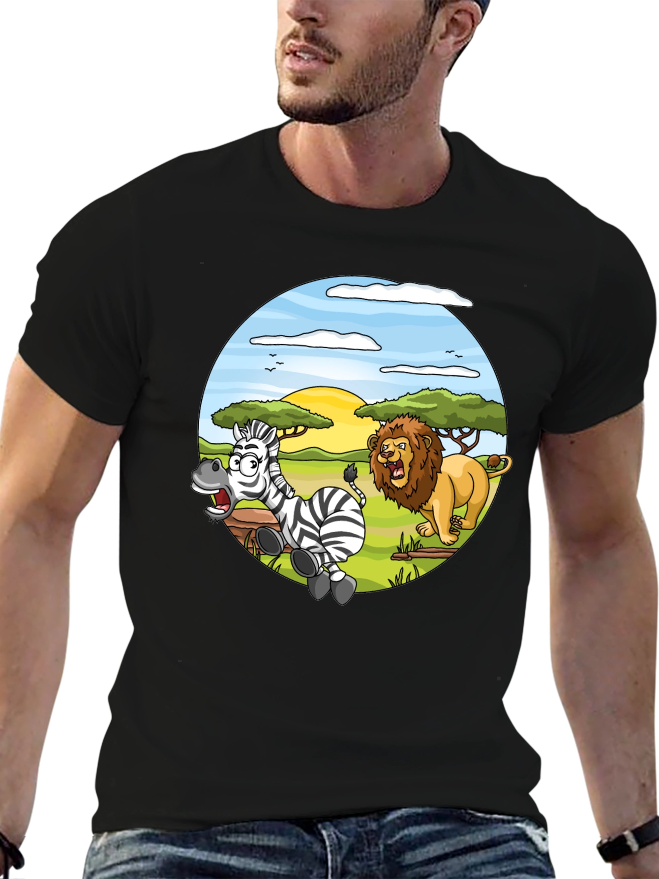 Lion and Zebra Cartoon T-Shirt