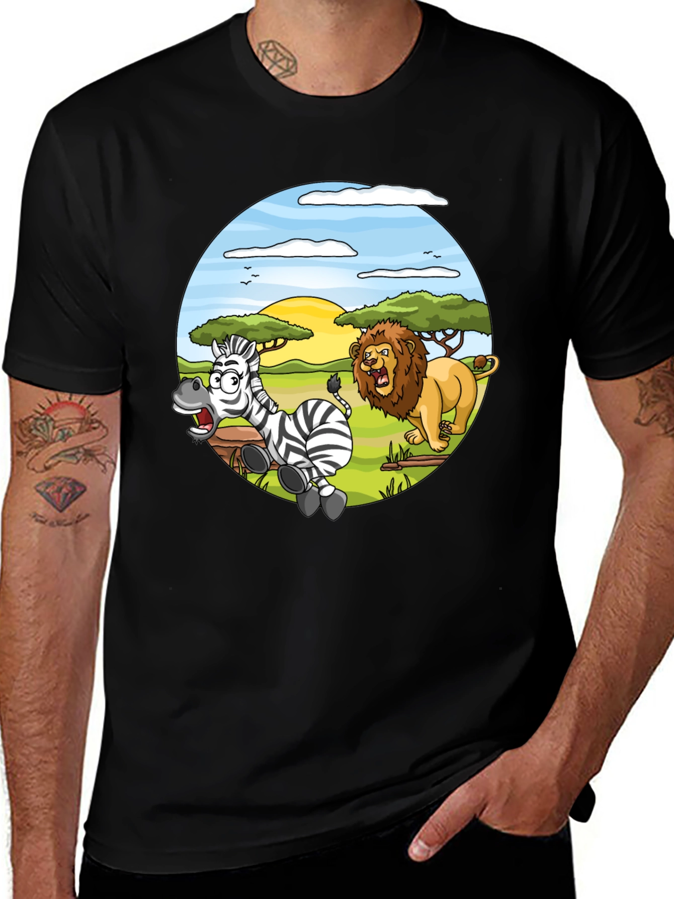 Lion and Zebra Cartoon T-Shirt