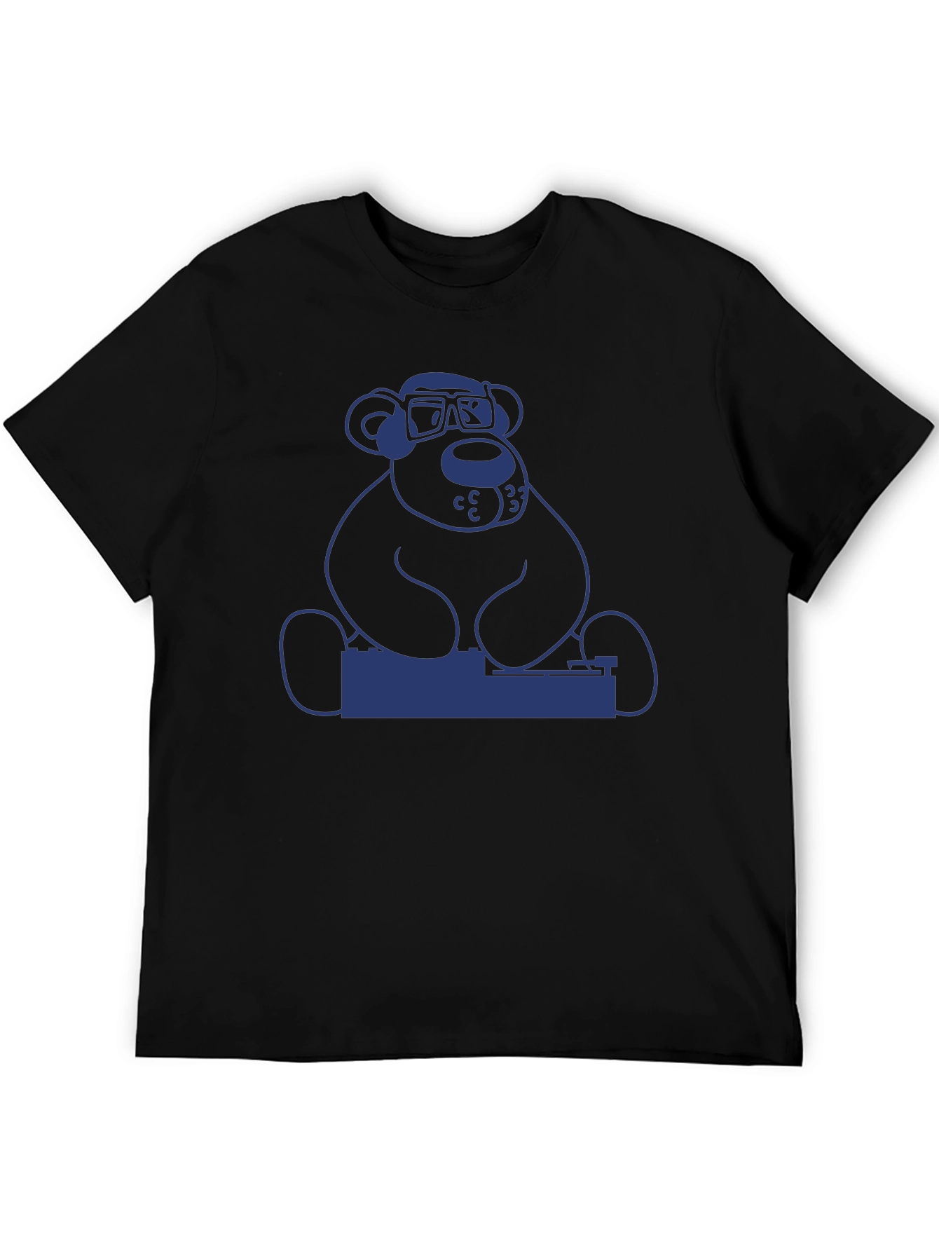 DJ Bear Graphic Tee - Black Cotton T-Shirt
