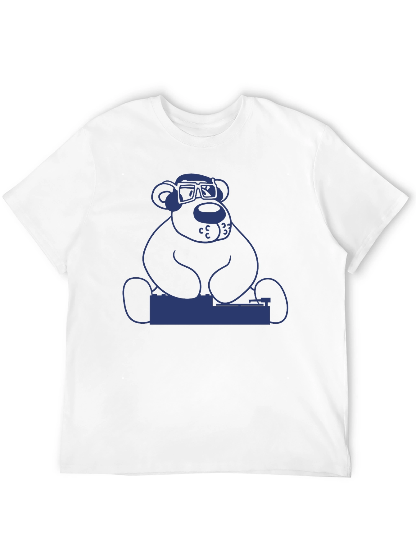 DJ Bear Graphic Tee - Black Cotton T-Shirt