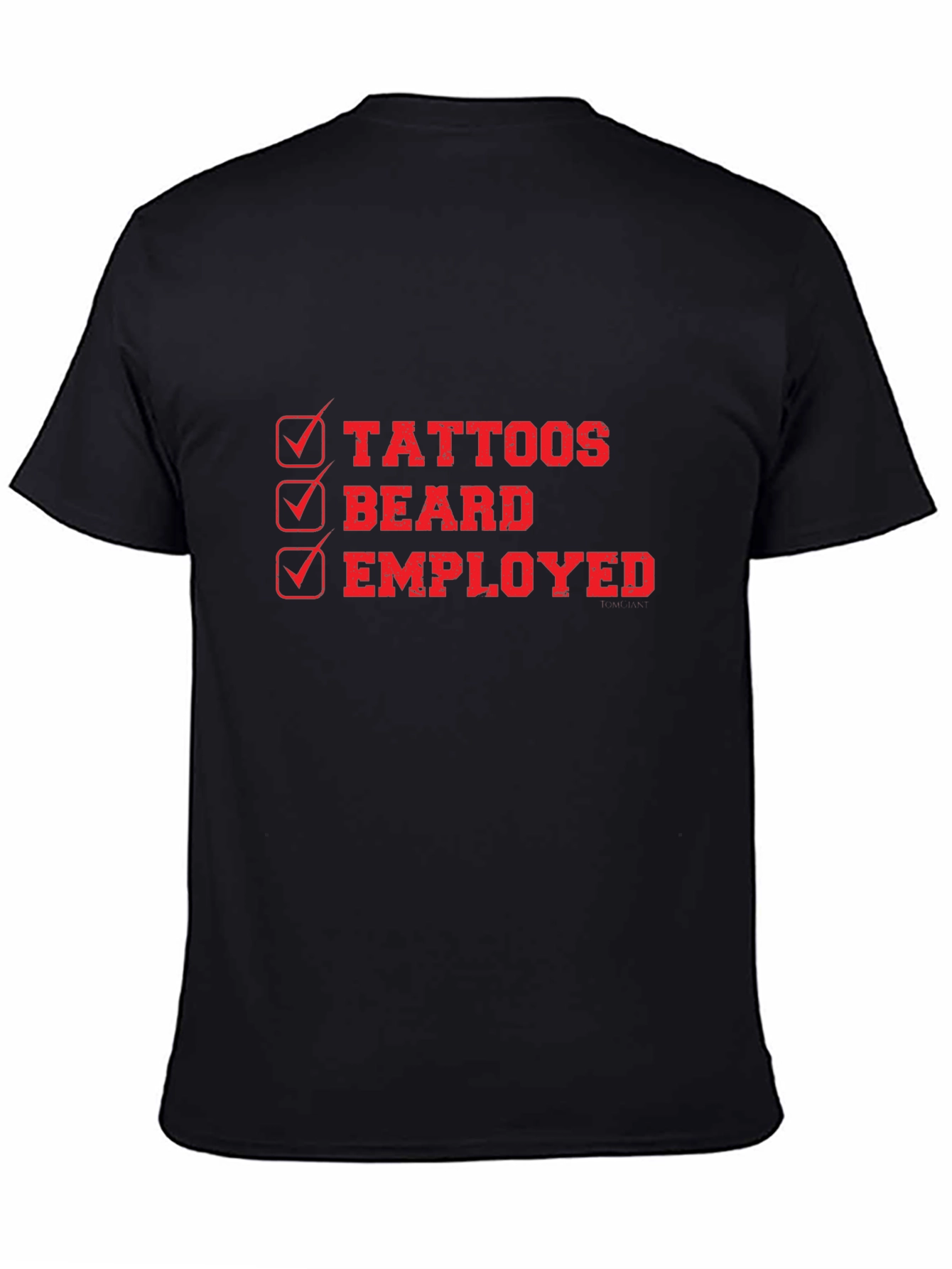 Tattoos Beard Employed Mens Black Graphic Tee