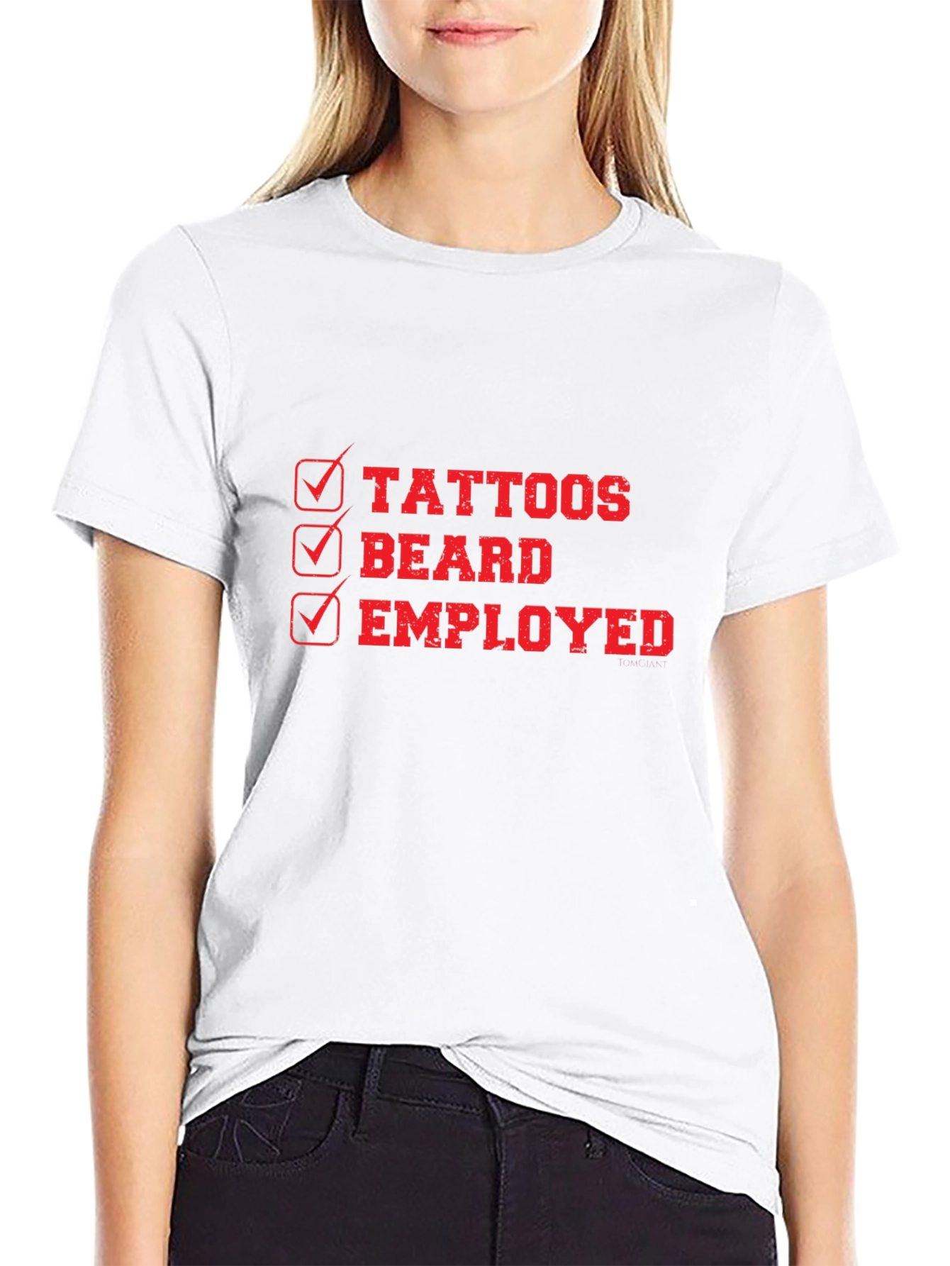 Tattoos Beard Employed Mens Black Graphic Tee