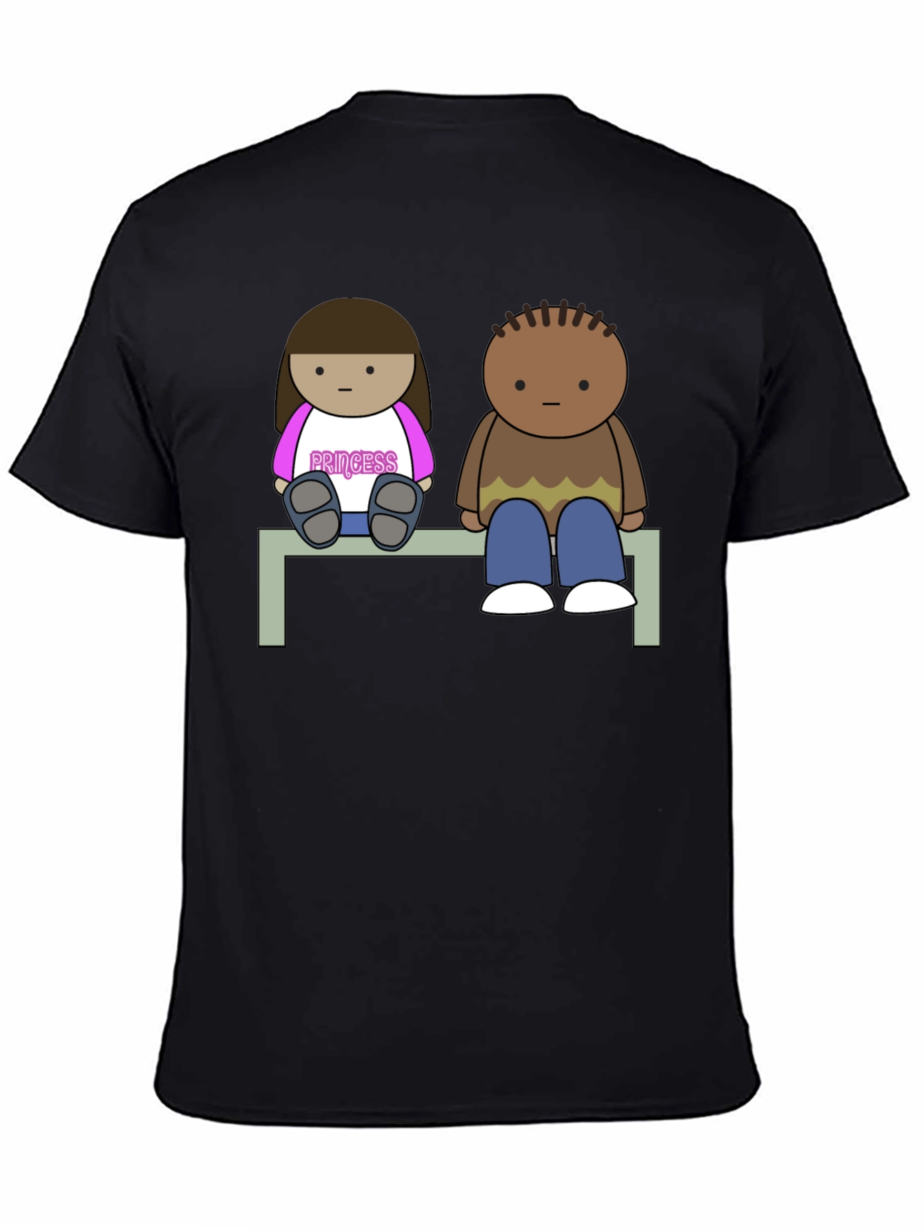 Cartoon Couple Sitting on Bench T-Shirt