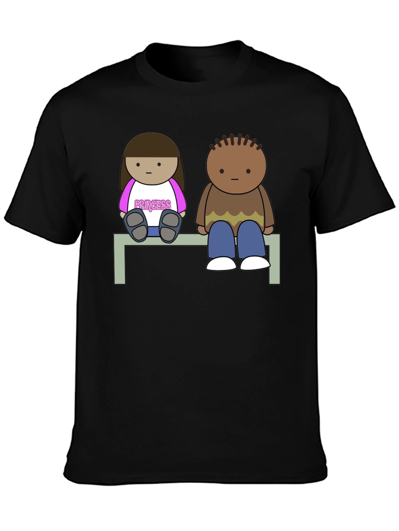 Cartoon Couple Sitting on Bench T-Shirt