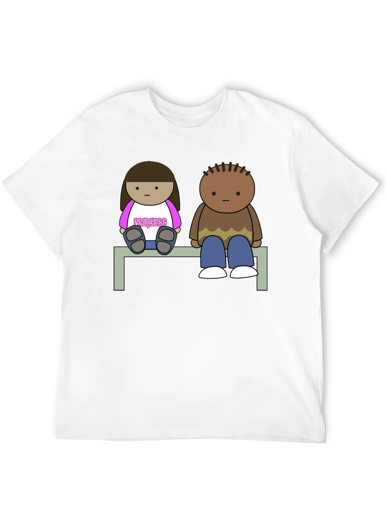 Cartoon Couple Sitting on Bench T-Shirt